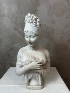 19th century French Juliette Recamier Marble Sculpture, 1890s