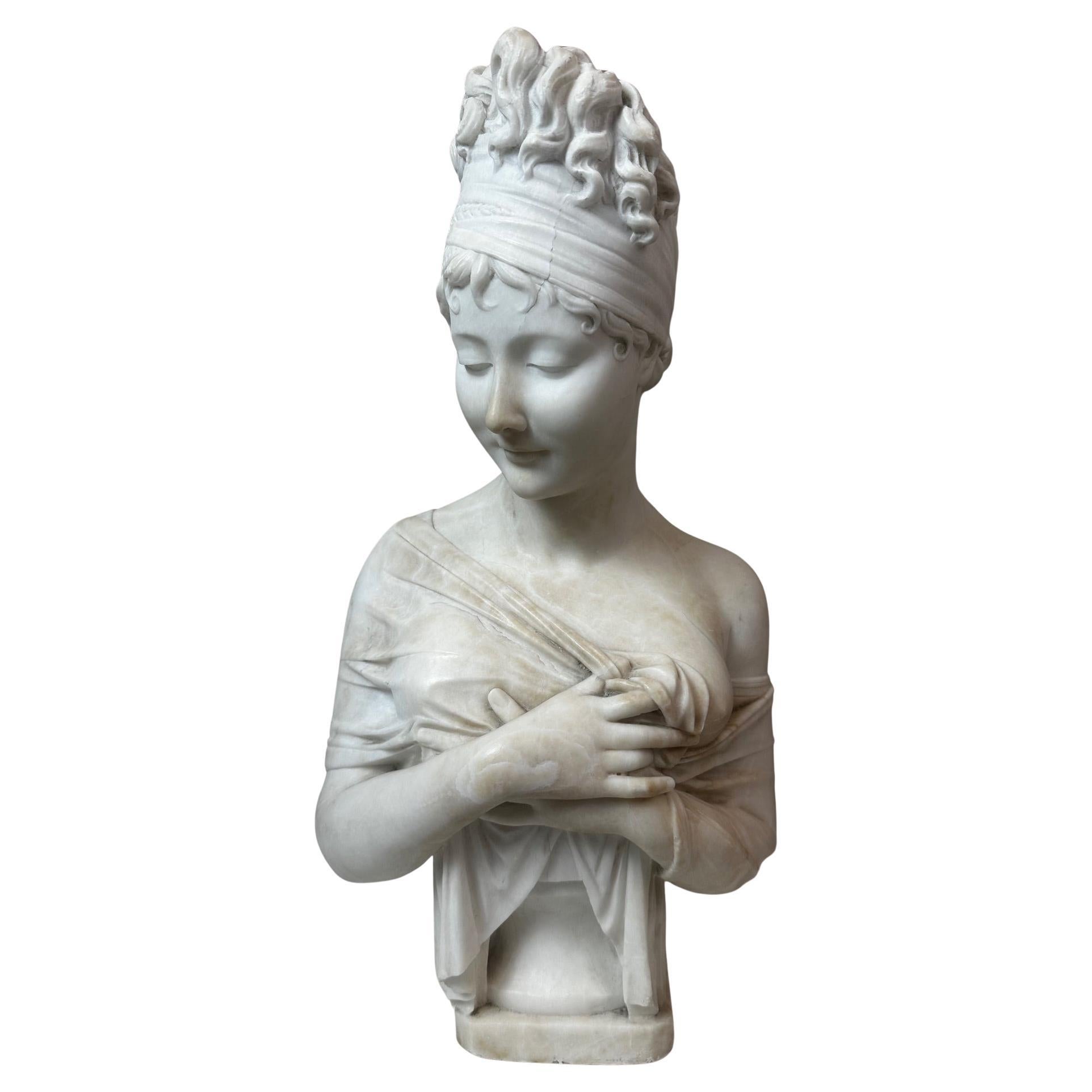 Sculpture en marbre Juliette Recamier, 19e siècle, France, années 1890