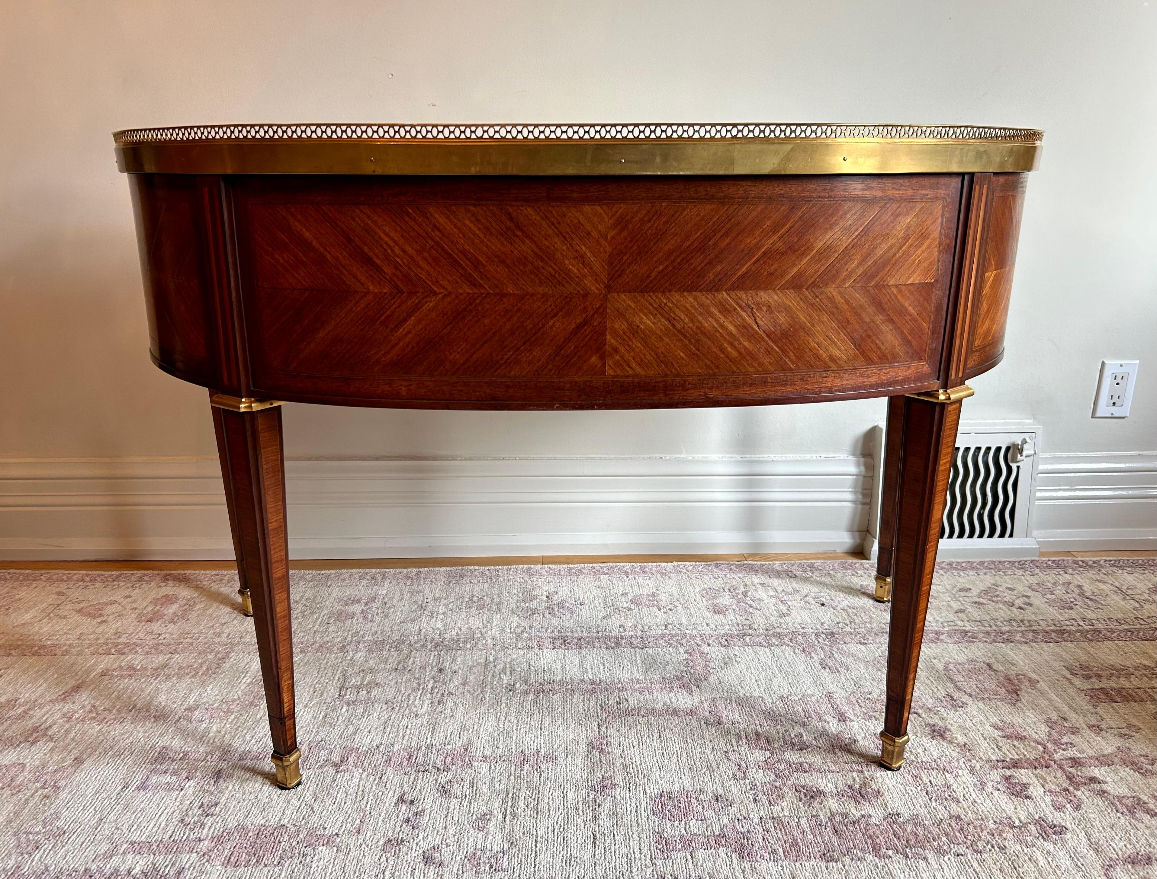 Louis XVI 19th Century French Kidney Shaped Marquetry Desk For Sale