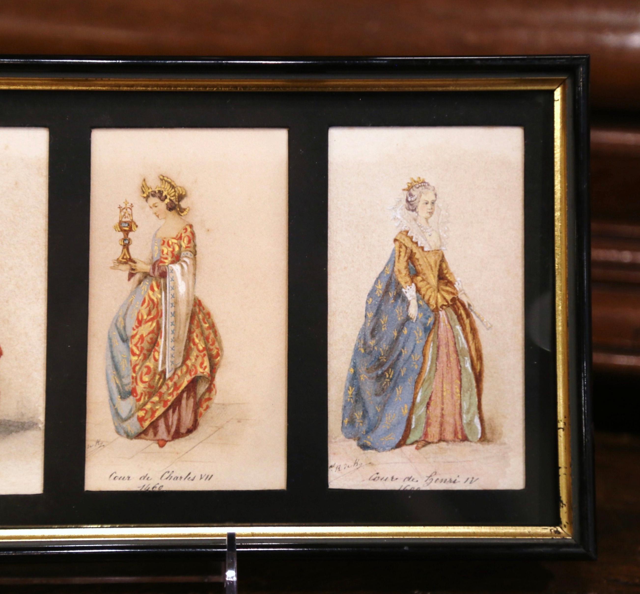 Gilt 19th Century French King of France Framed Color Prints 