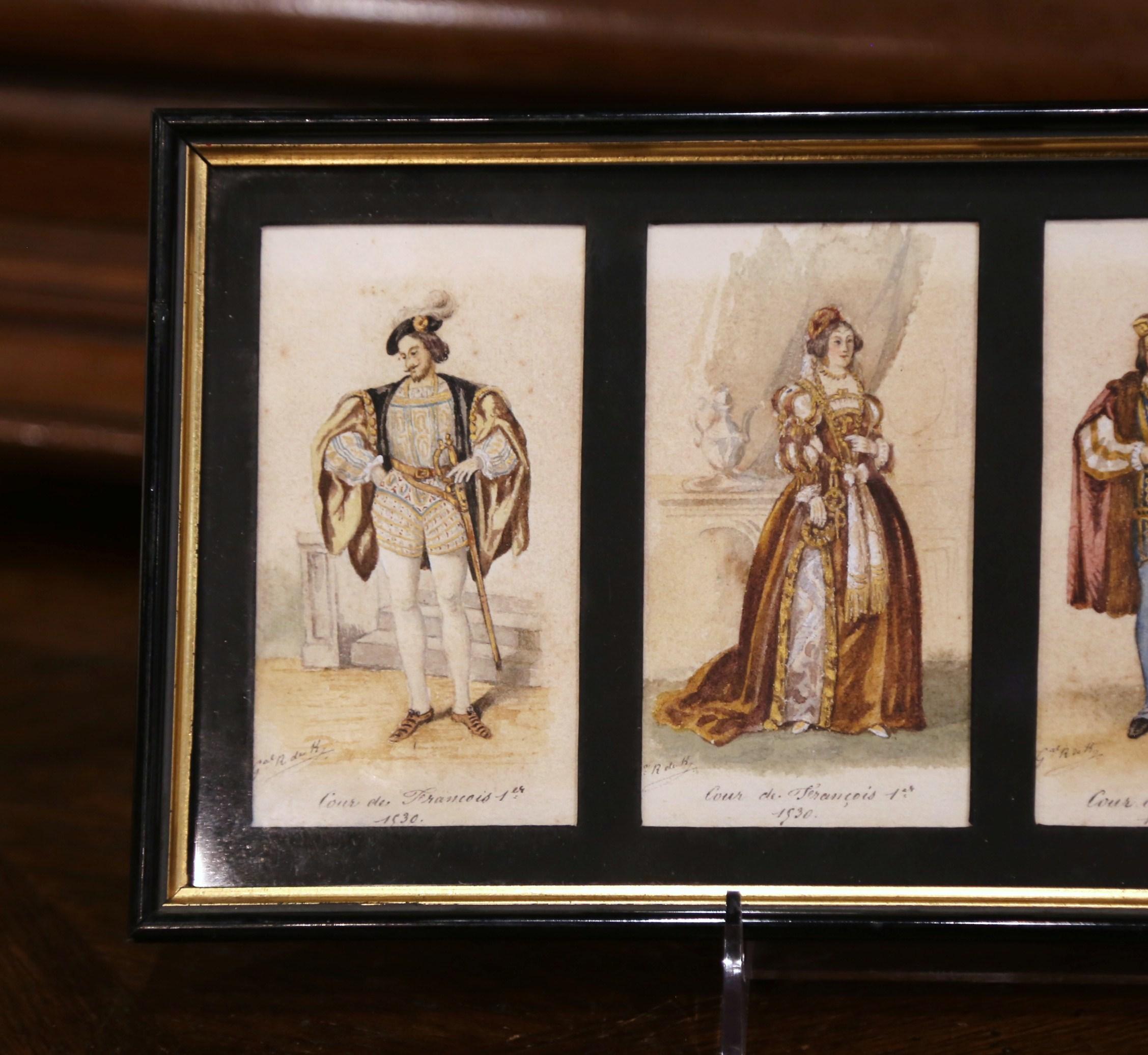 Giltwood 19th Century French King of France Framed Color Prints 