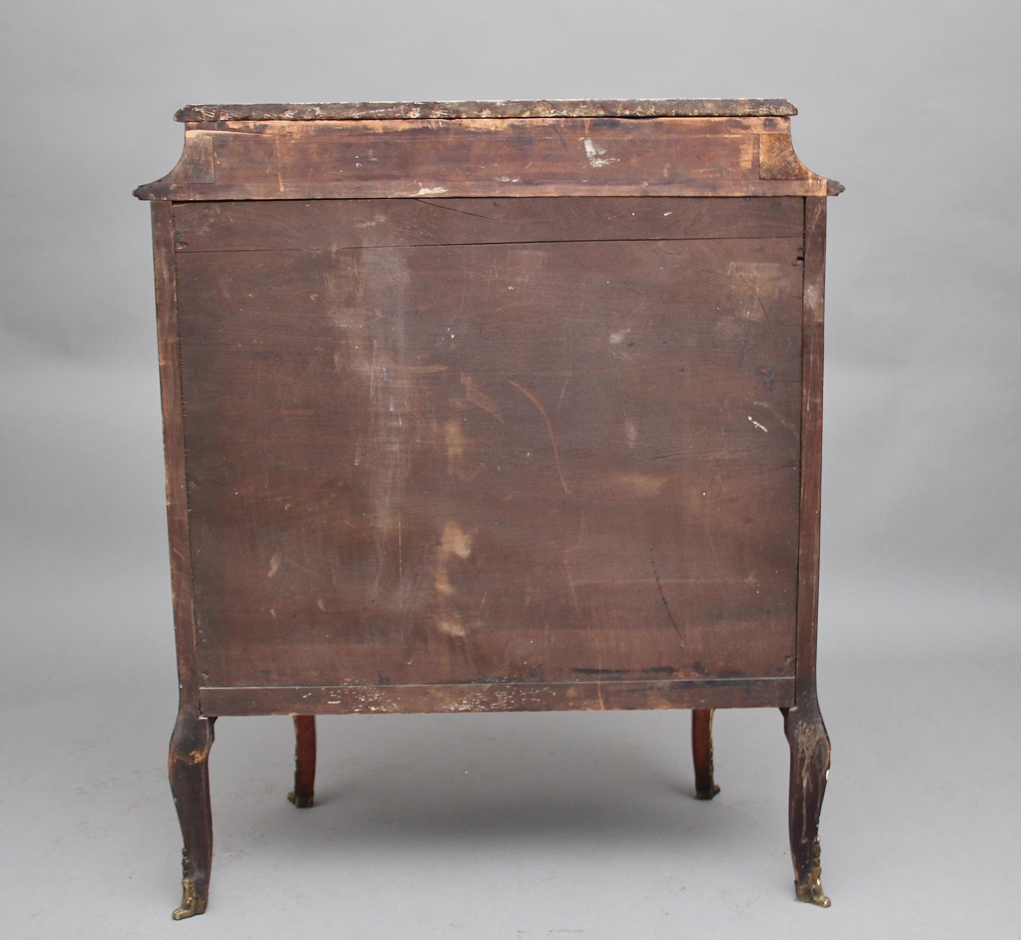 19th Century French Kingwood and brass mounted cabinet with original marble top 7
