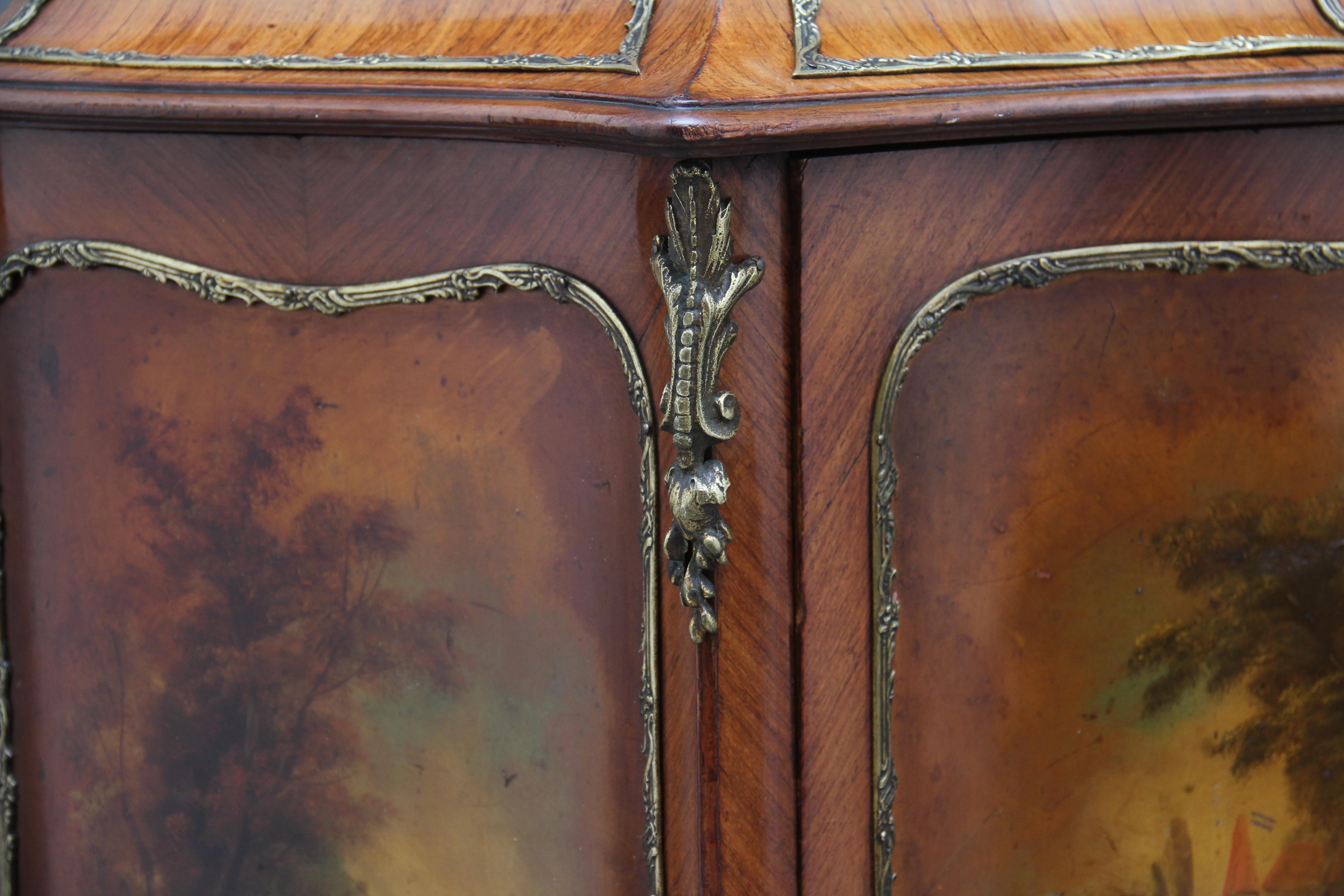 19th Century French Kingwood and brass mounted cabinet with original marble top 4
