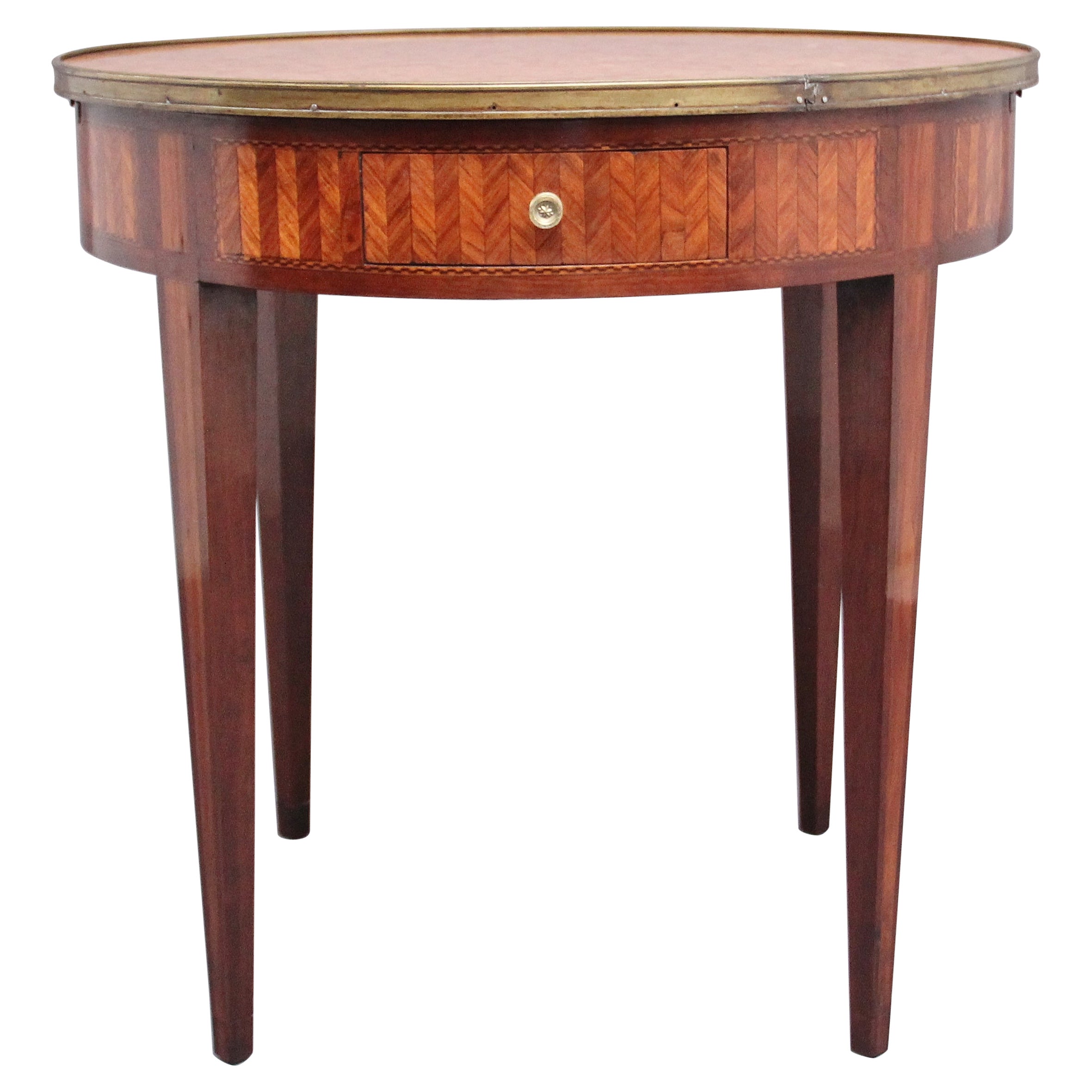 Mesa de centro francesa del siglo XIX de madera de rey y tapa de mármol en venta
