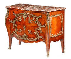 19th Century French Kingwood Bombe Commode with Marble Top in Louis XV Style