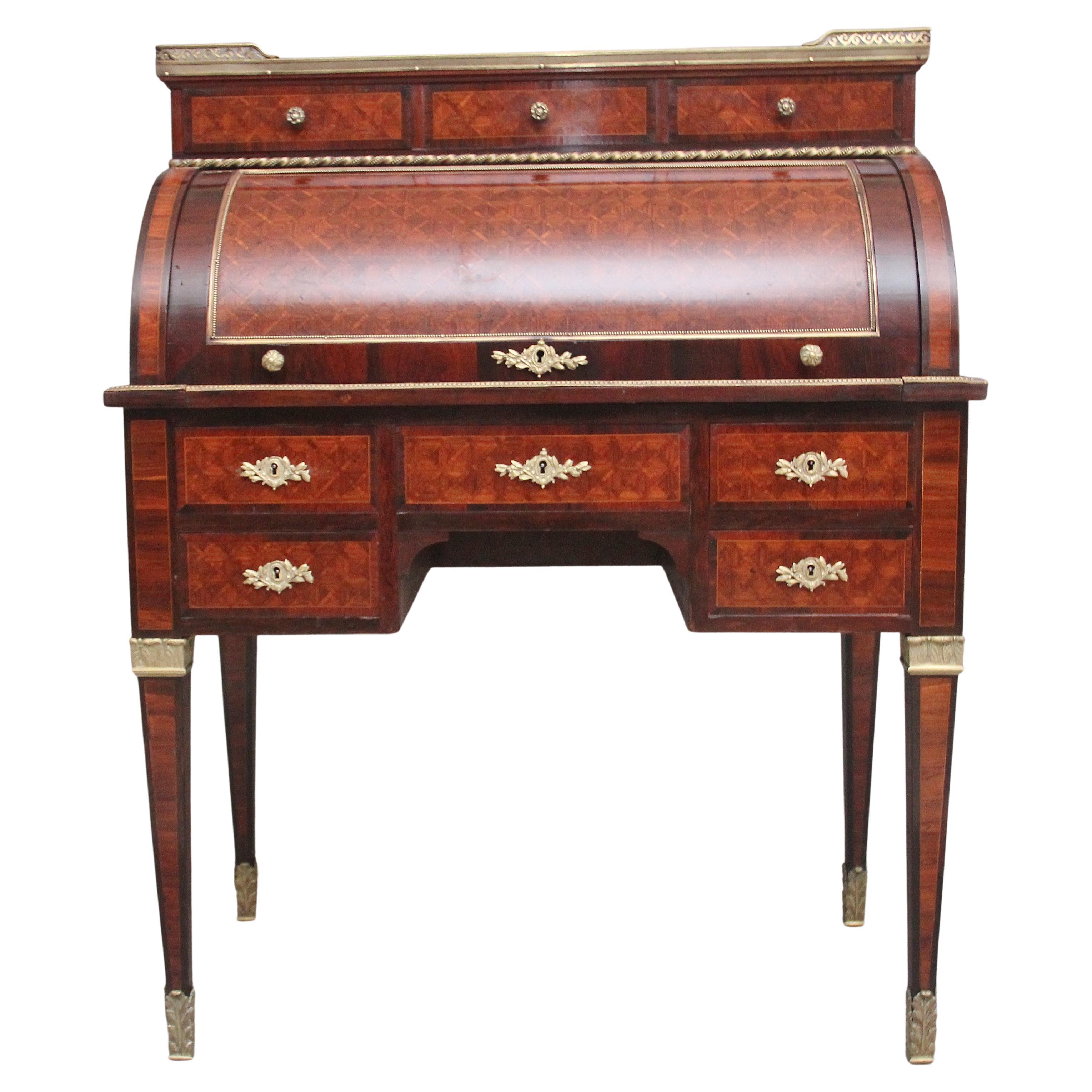 19th Century French Kingwood cylinder desk For Sale