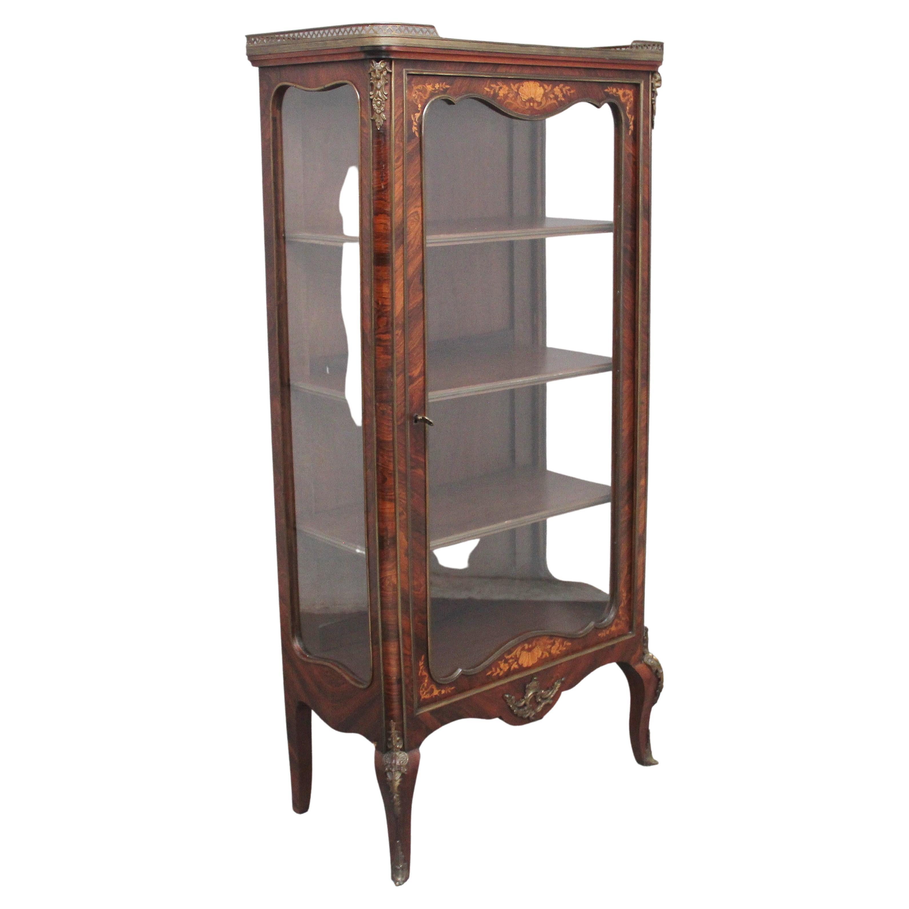 19th Century French Kingwood Display Cabinet For Sale