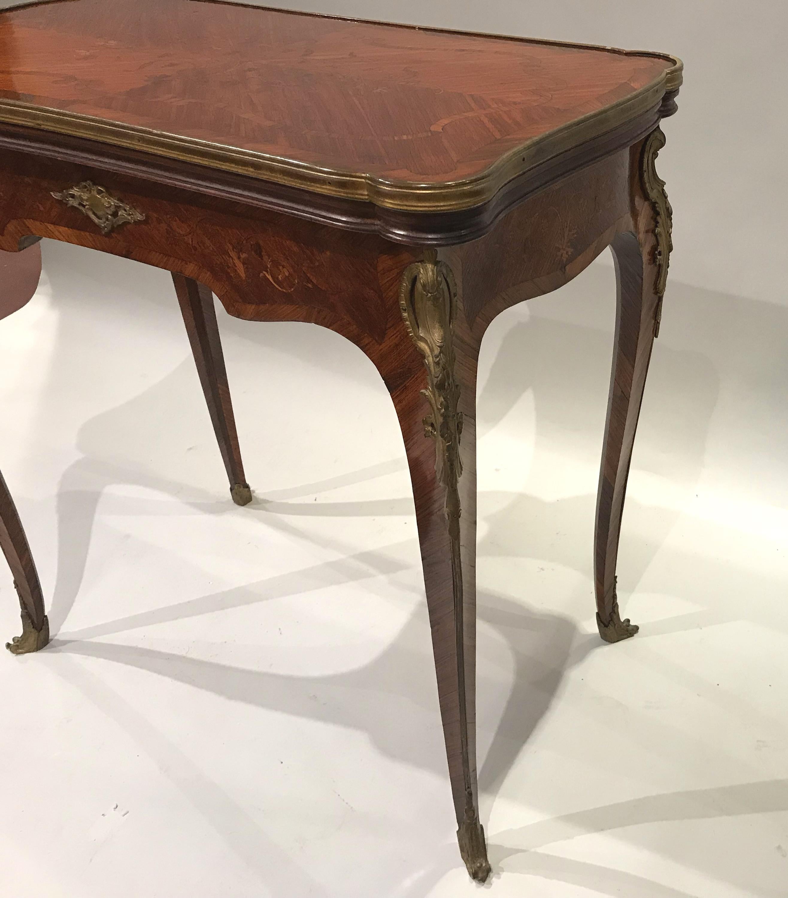 Louis XV 19th Century French Kingwood Inlaid Games Table in the Manner of Francois Linke