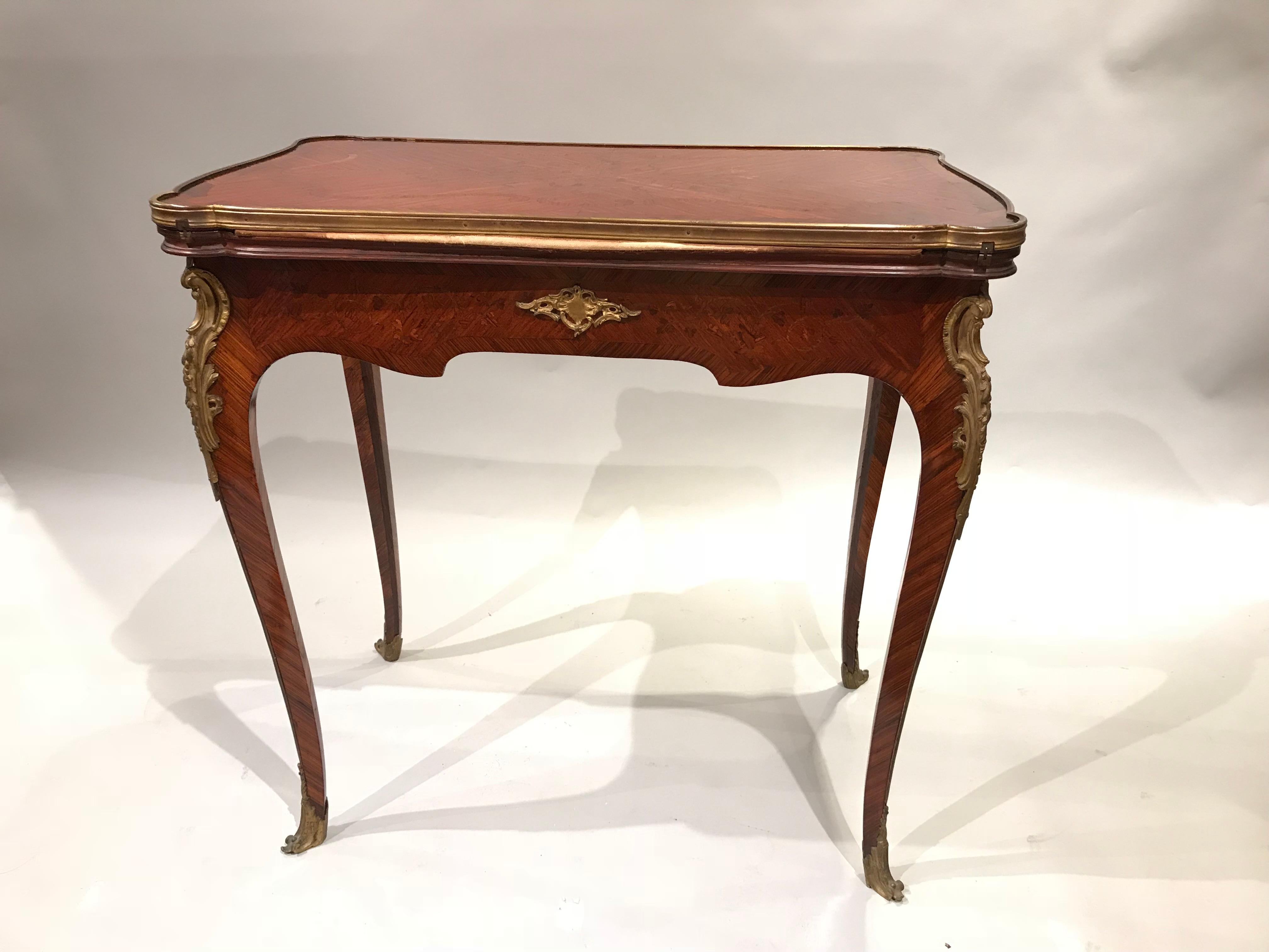 19th Century French Kingwood Inlaid Games Table in the Manner of Francois Linke In Good Condition In Milford, NH
