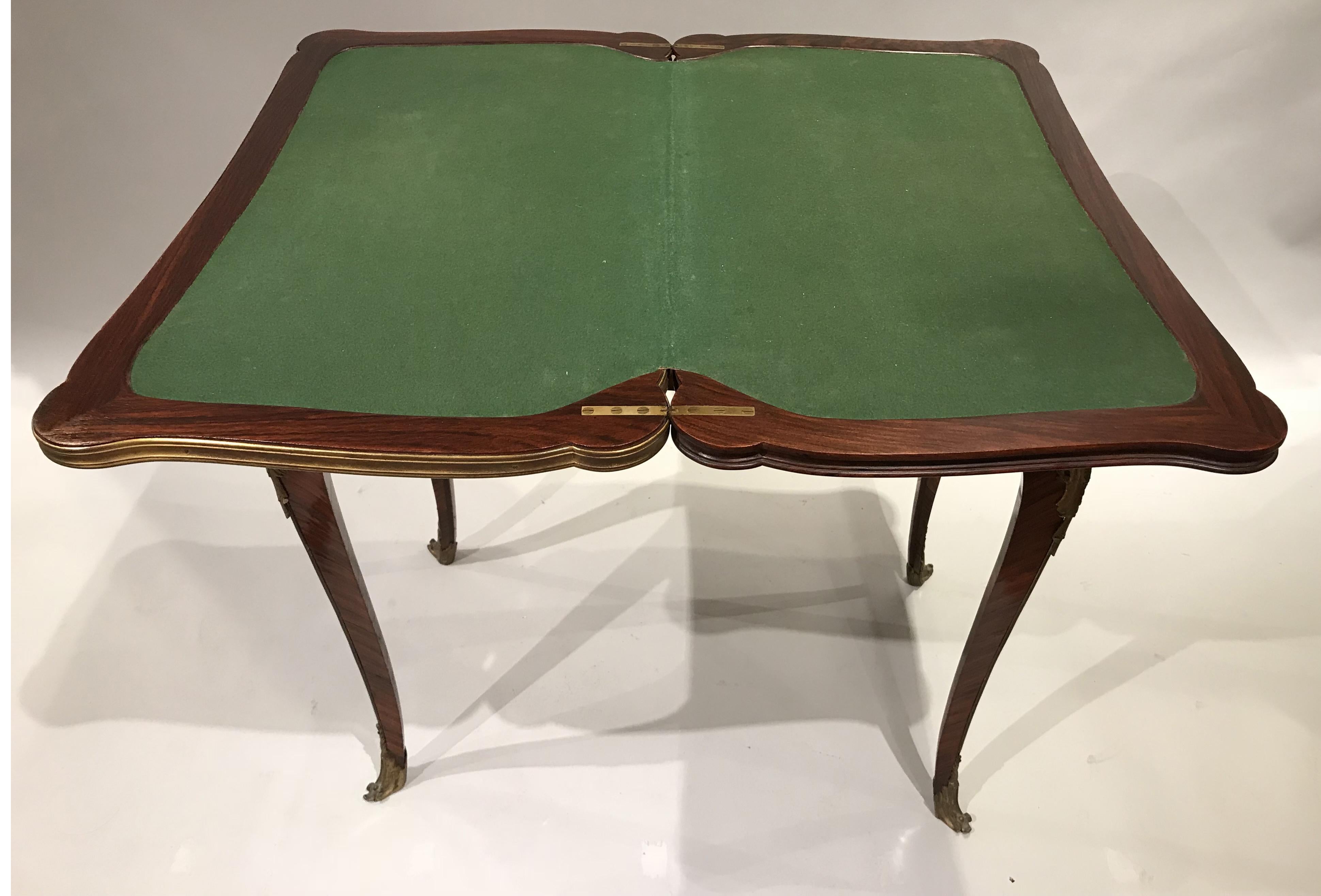 Ormolu 19th Century French Kingwood Inlaid Games Table in the Manner of Francois Linke