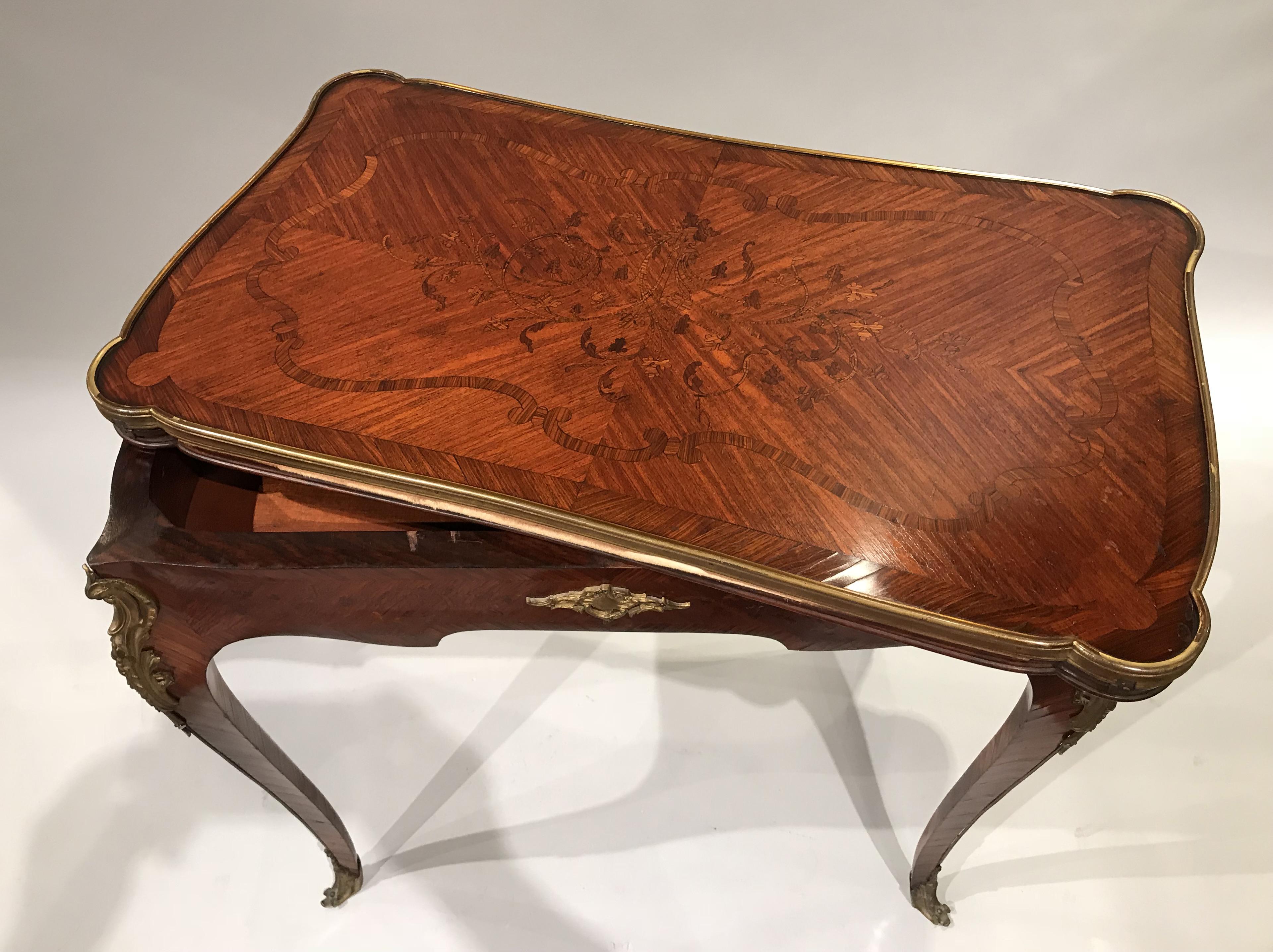 19th Century French Kingwood Inlaid Games Table in the Manner of Francois Linke 2