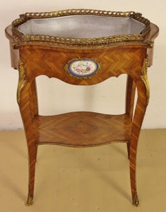 19th Century French Kingwood Jardinière with Porcelain Plaques
