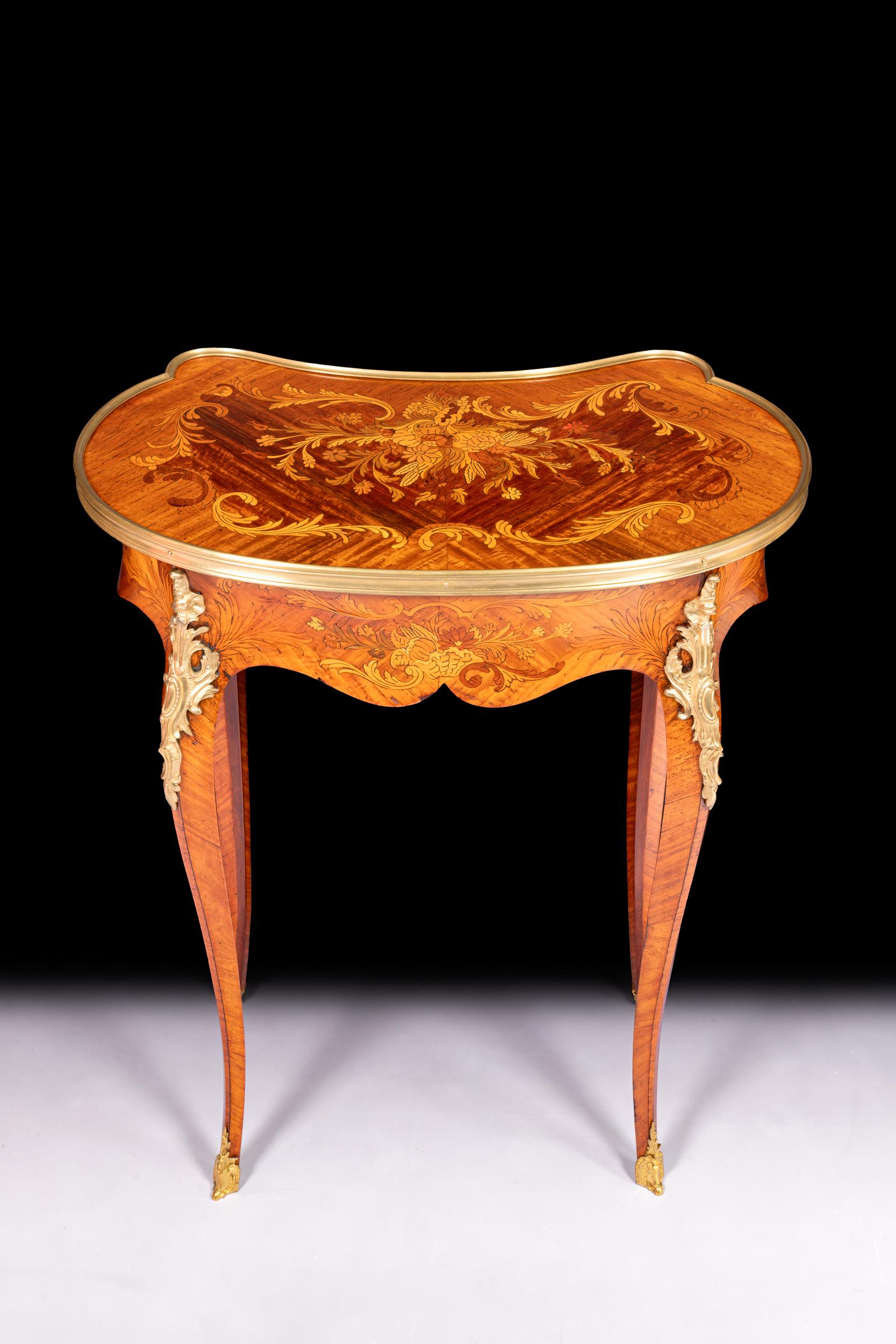19th Century French Kingwood & Marquetry Side Table /  