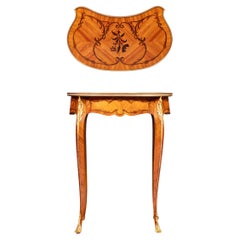 Antique 19th Century French Kingwood & Marquetry Side Table /  "Table à Rognon":