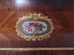 19th Century French Kingwood Ormolu and Porcelain Jardinière