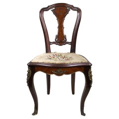 Sedia laterale francese del XIX secolo in legno di quercia con montature in ormolu