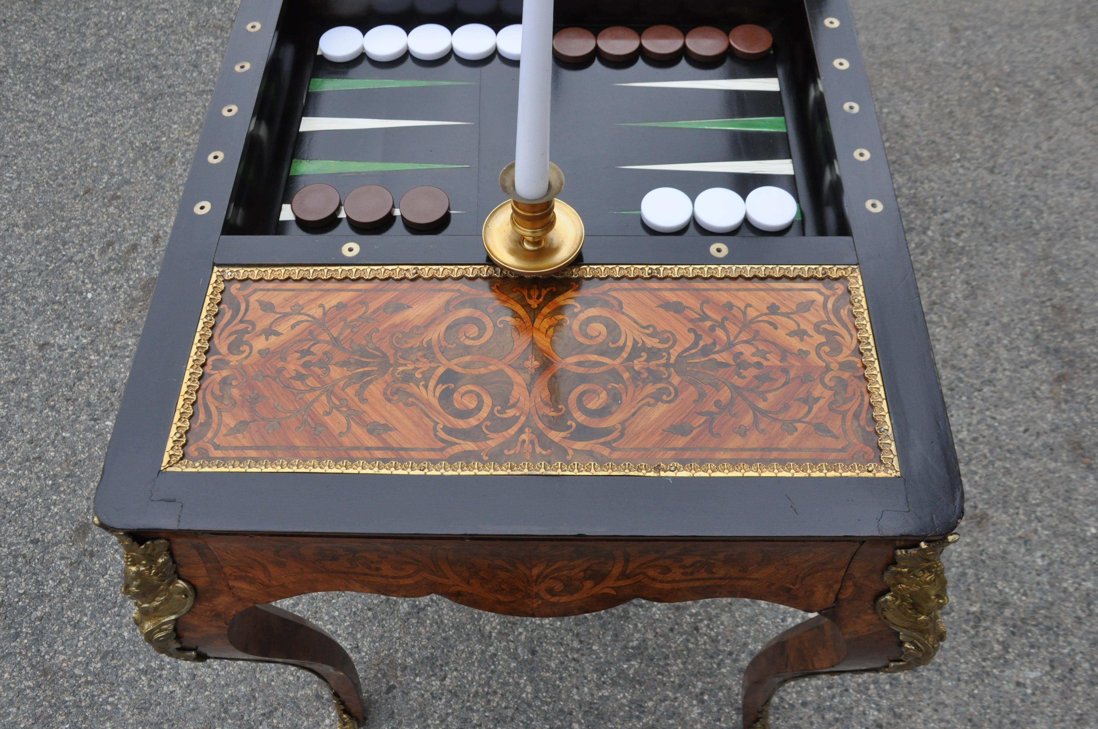 Inlay 19th Century French Kingwood Regence Style Tric-Trac Games Table For Sale