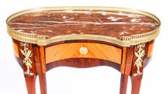19th Century French Kingwood Satinwood Kidney Shaped Marble Top Side Table
