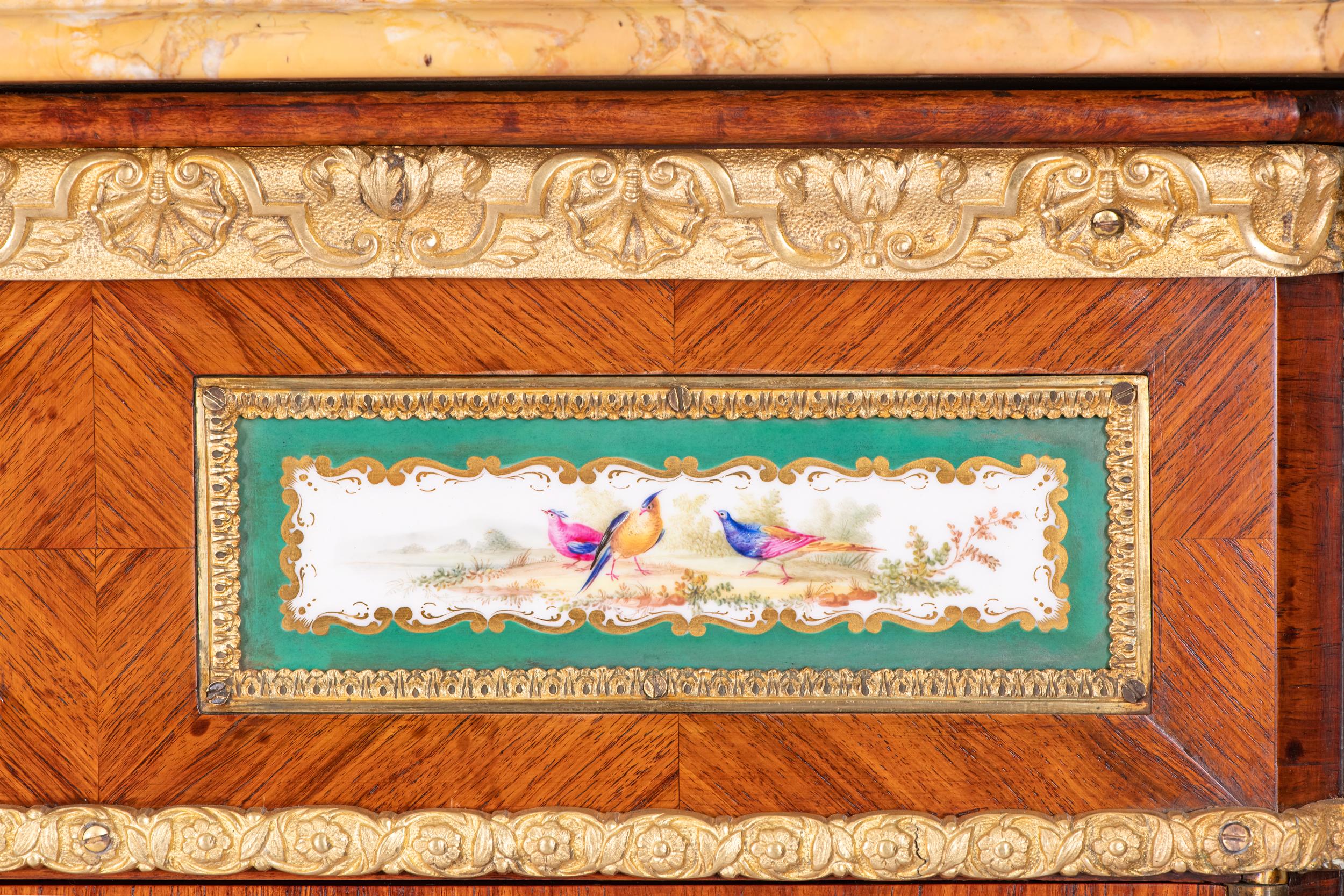 19th Century French Kingwood Serpentine Shaped Credenza With Sienna Marble Top For Sale 4