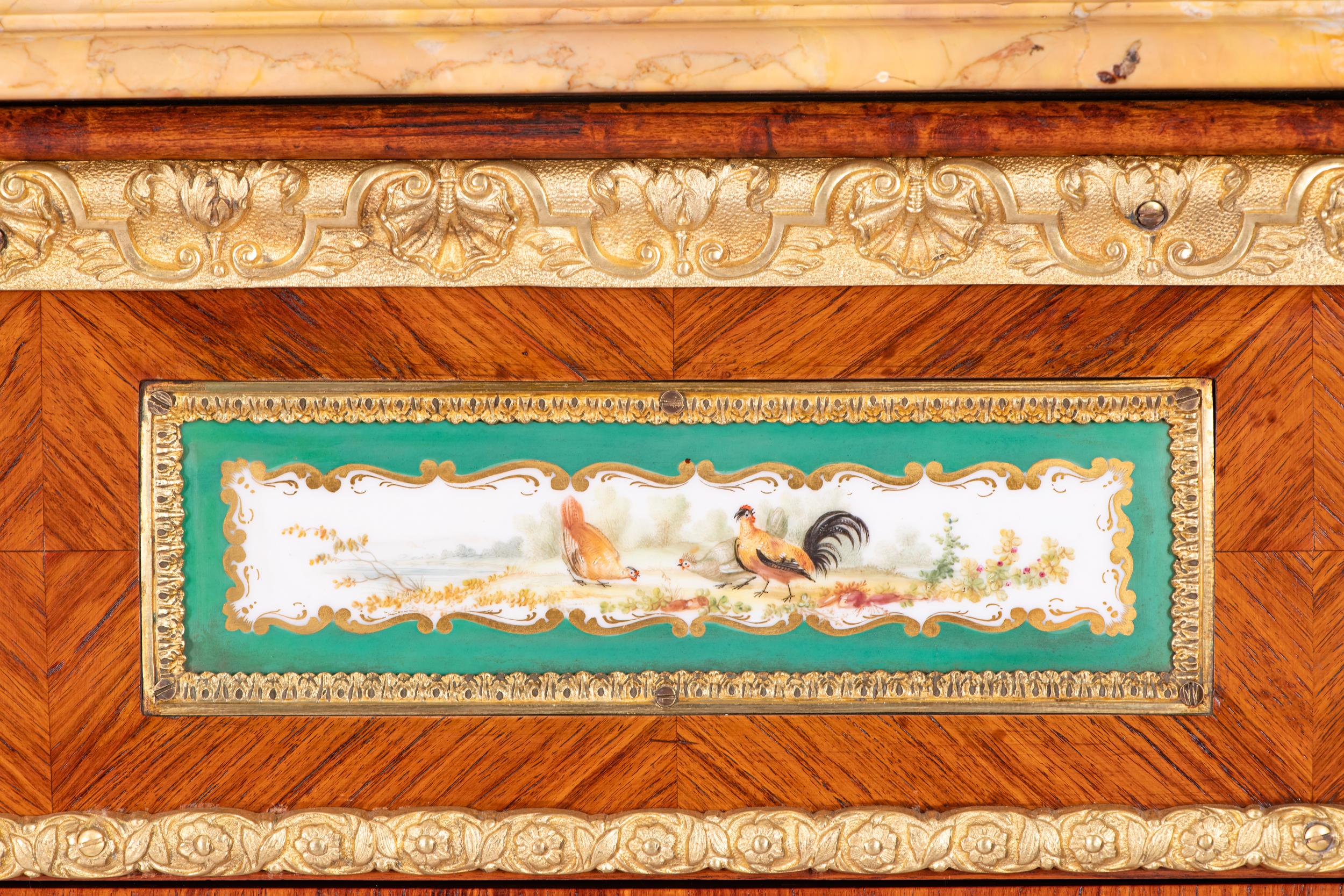 19th Century French Kingwood Serpentine Shaped Credenza With Sienna Marble Top For Sale 3