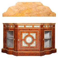19th Century French Kingwood Serpentine Shaped Credenza With Sienna Marble Top