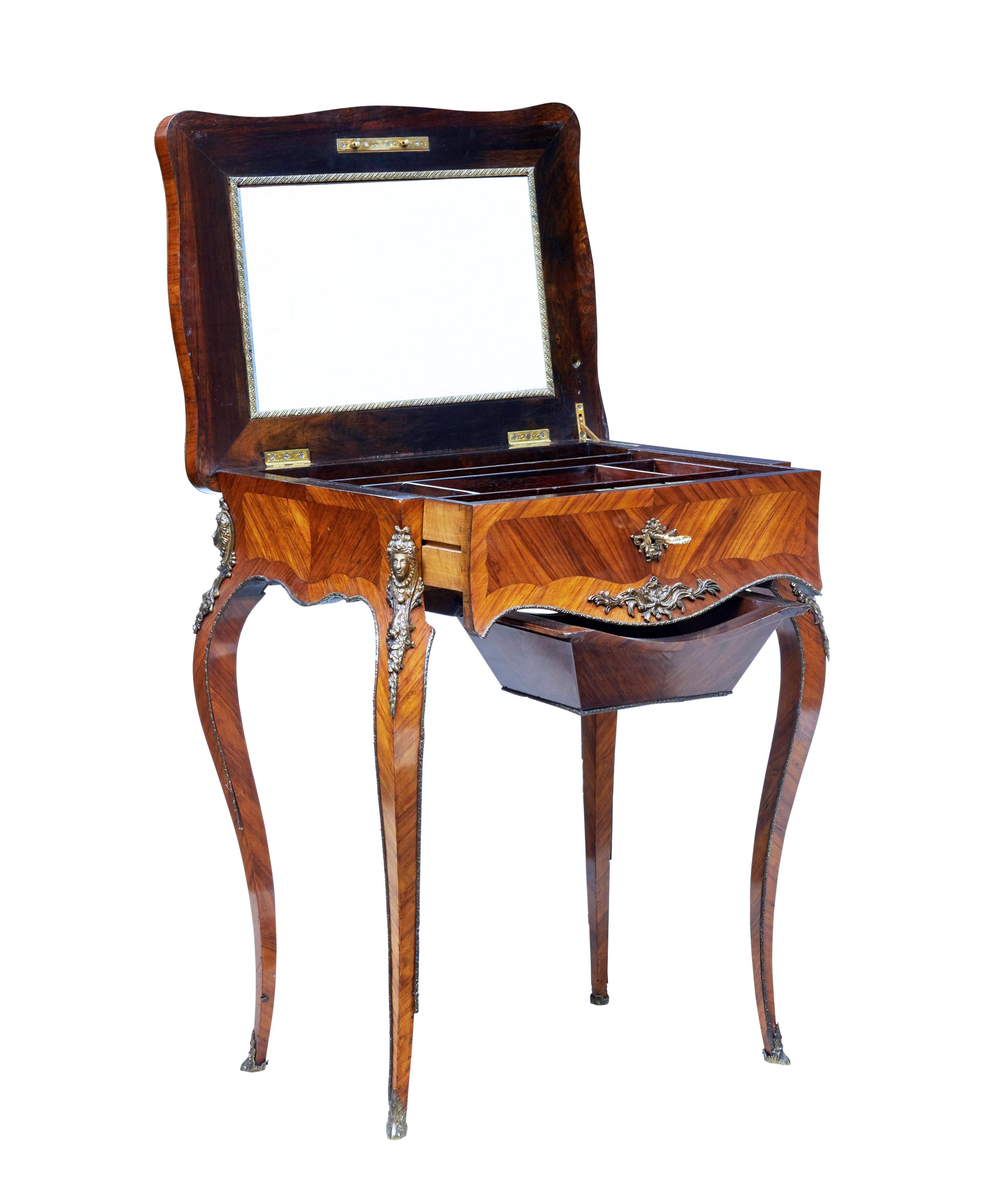 Victorian 19th Century French Kingwood Sewing Table