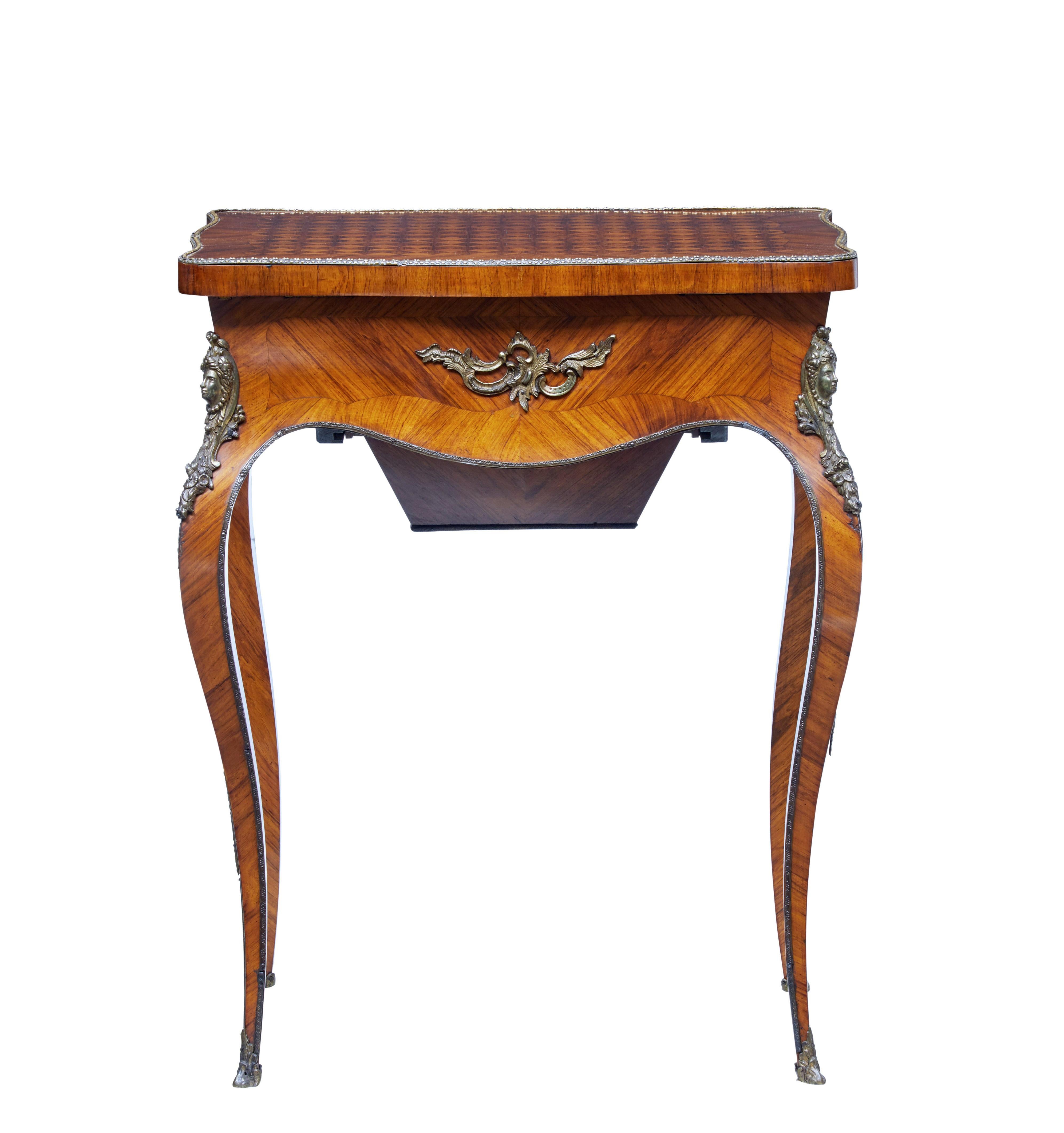 19th century French kingwood sewing work table In Good Condition For Sale In Debenham, Suffolk