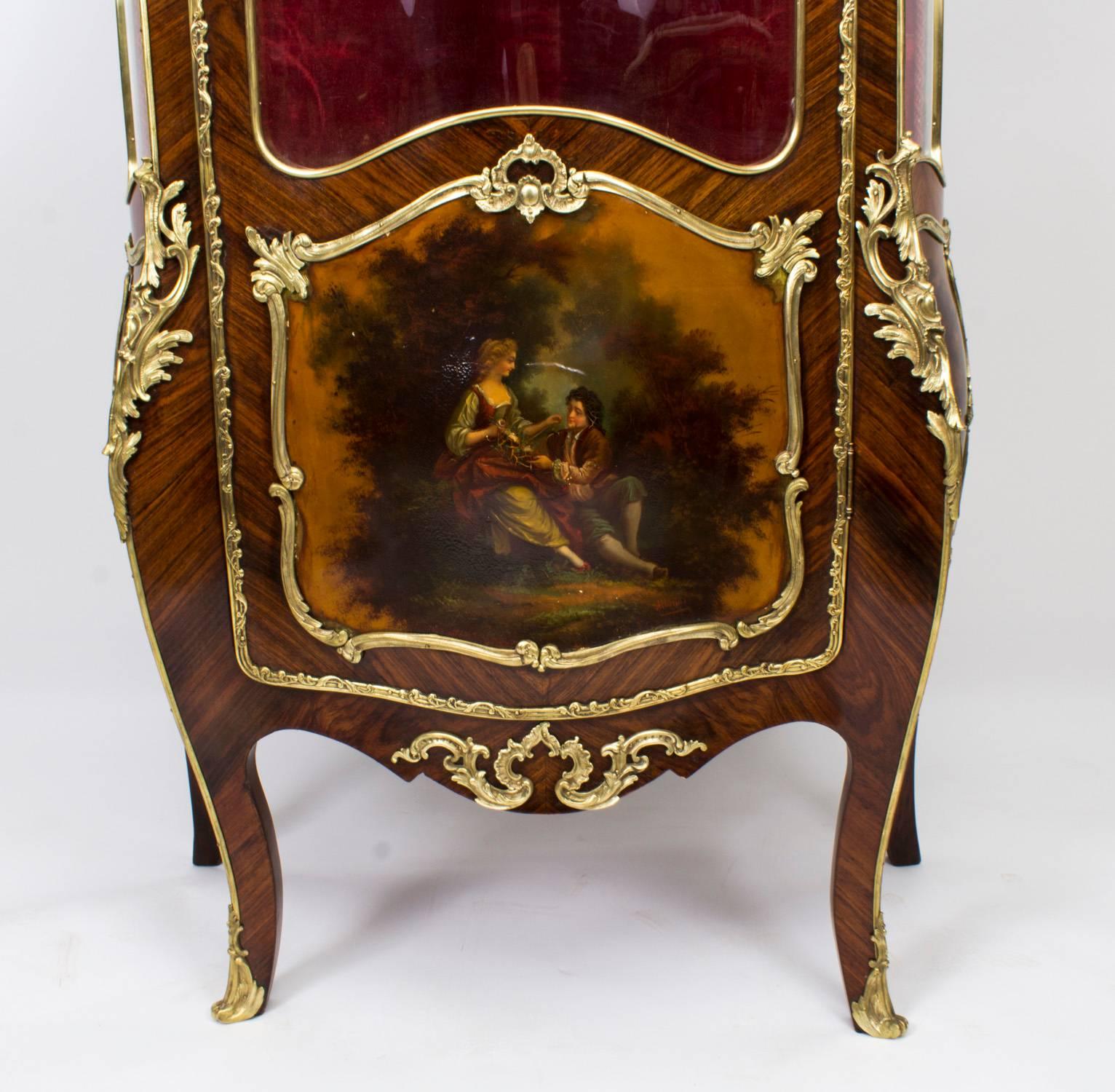 Ormolu 19th Century French Kingwood Vernis Martin Display Cabinet