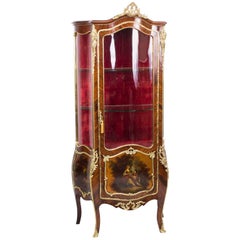 19th Century French Kingwood Vernis Martin Display Cabinet