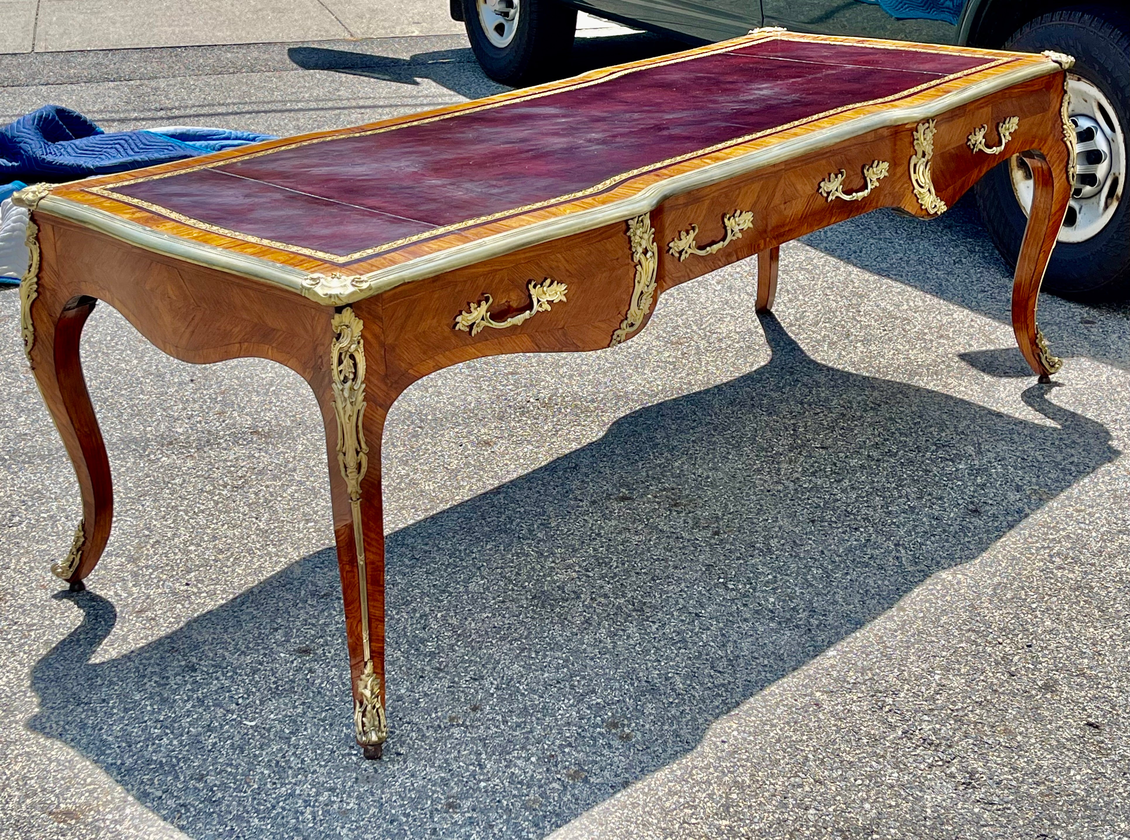 19th Century French Kingwood Writing Desk Bureau Plat