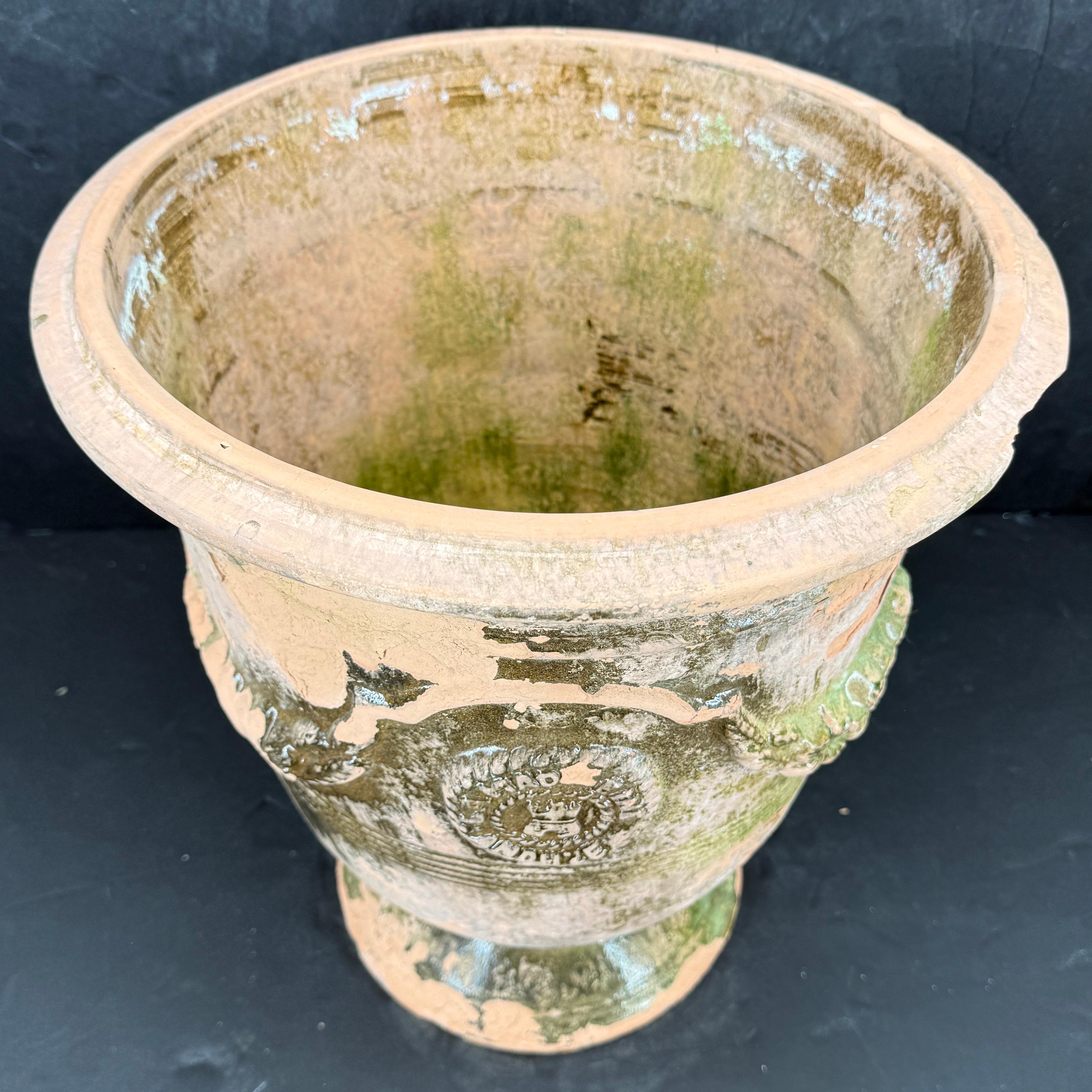 19th Century French La Madeleine Glazed Anduze Planter Urn In Good Condition For Sale In Haddonfield, NJ