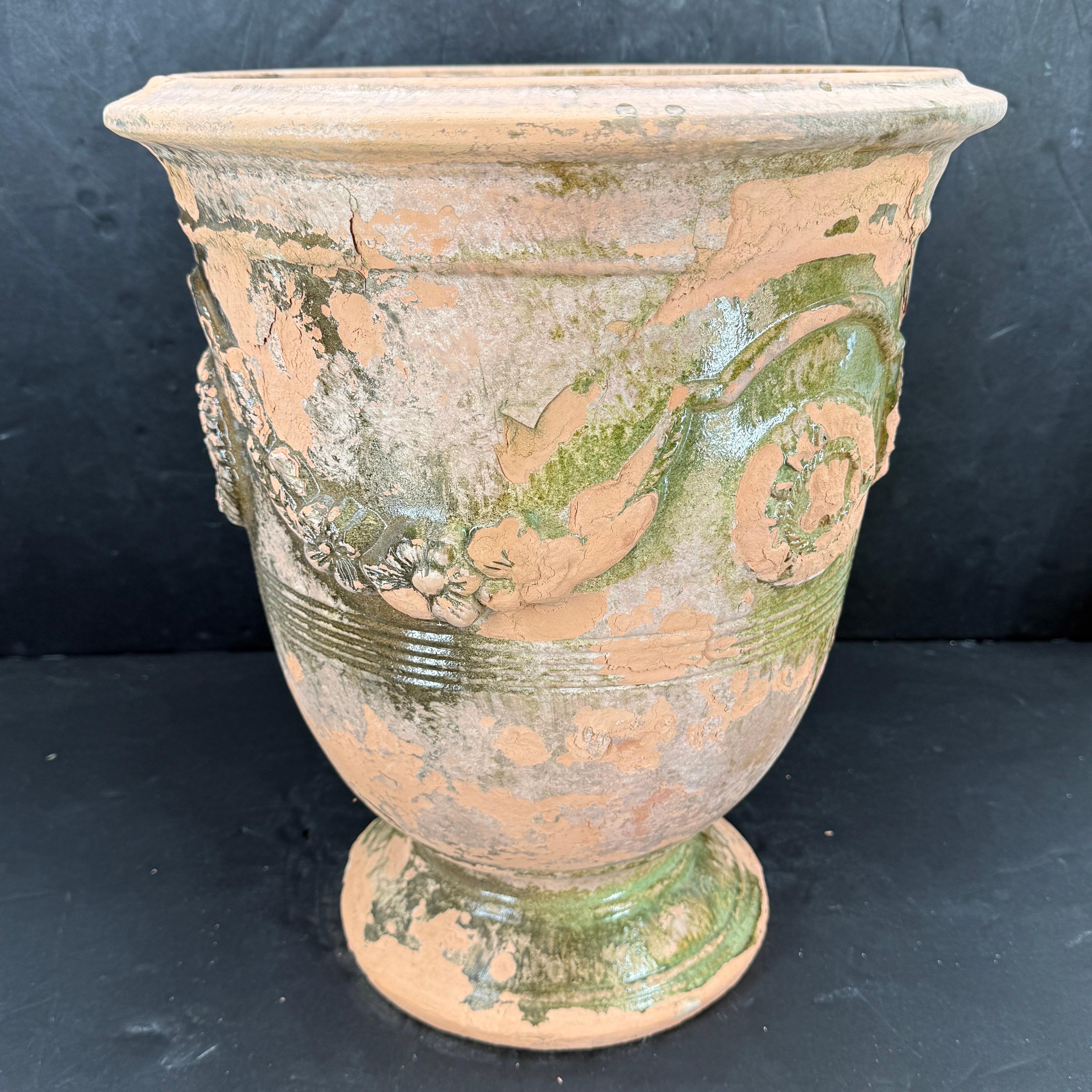 19th Century French La Madeleine Glazed Anduze Planter Urn For Sale 1