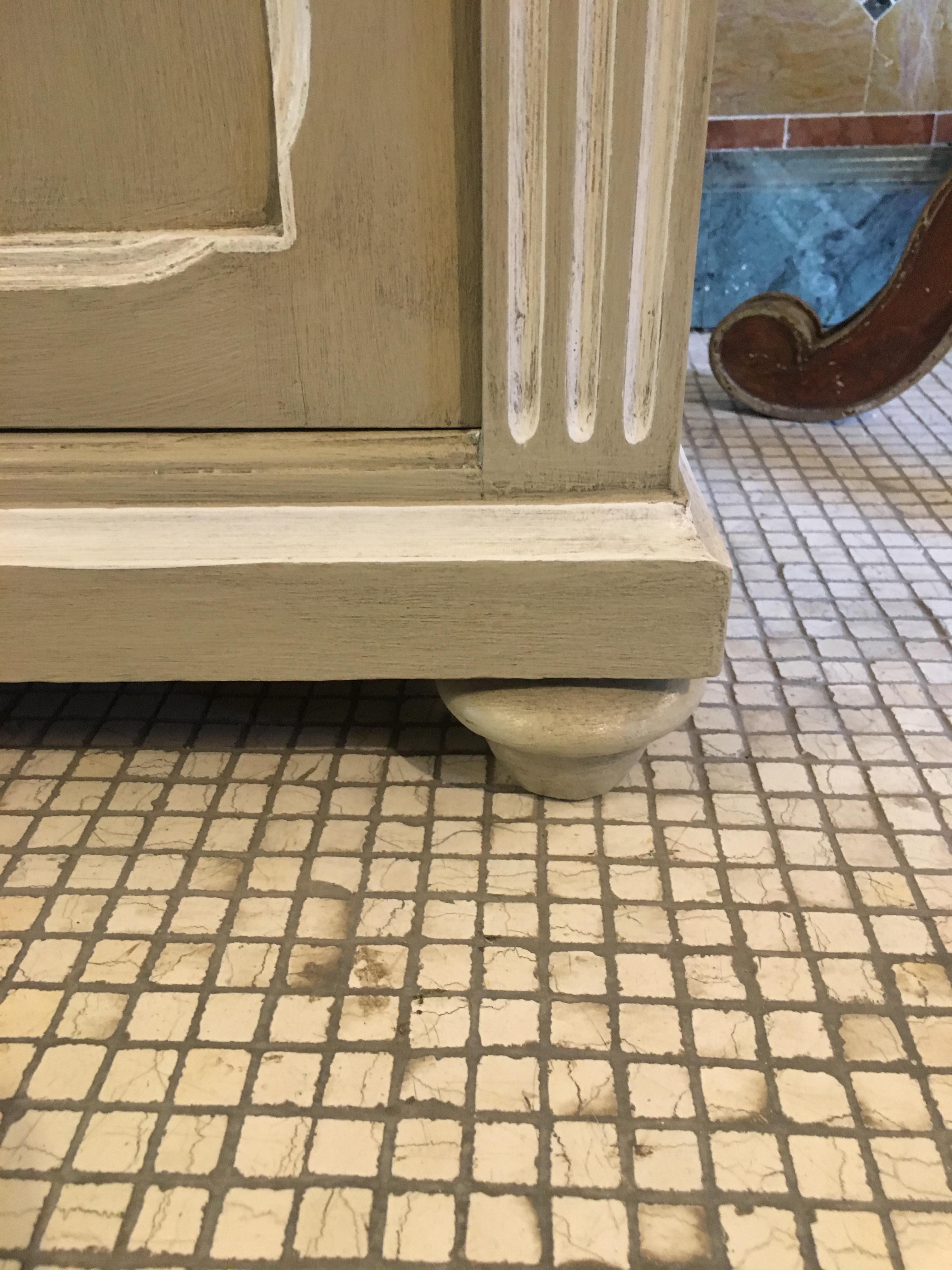 19th Century French Lacquered Cupboard Sink with Carrara Marble Top, 1890s 7