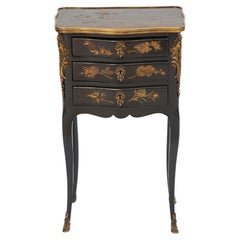 19th Century French Lacquered Petite Chest with Exquisite Chinoiserie Decoration