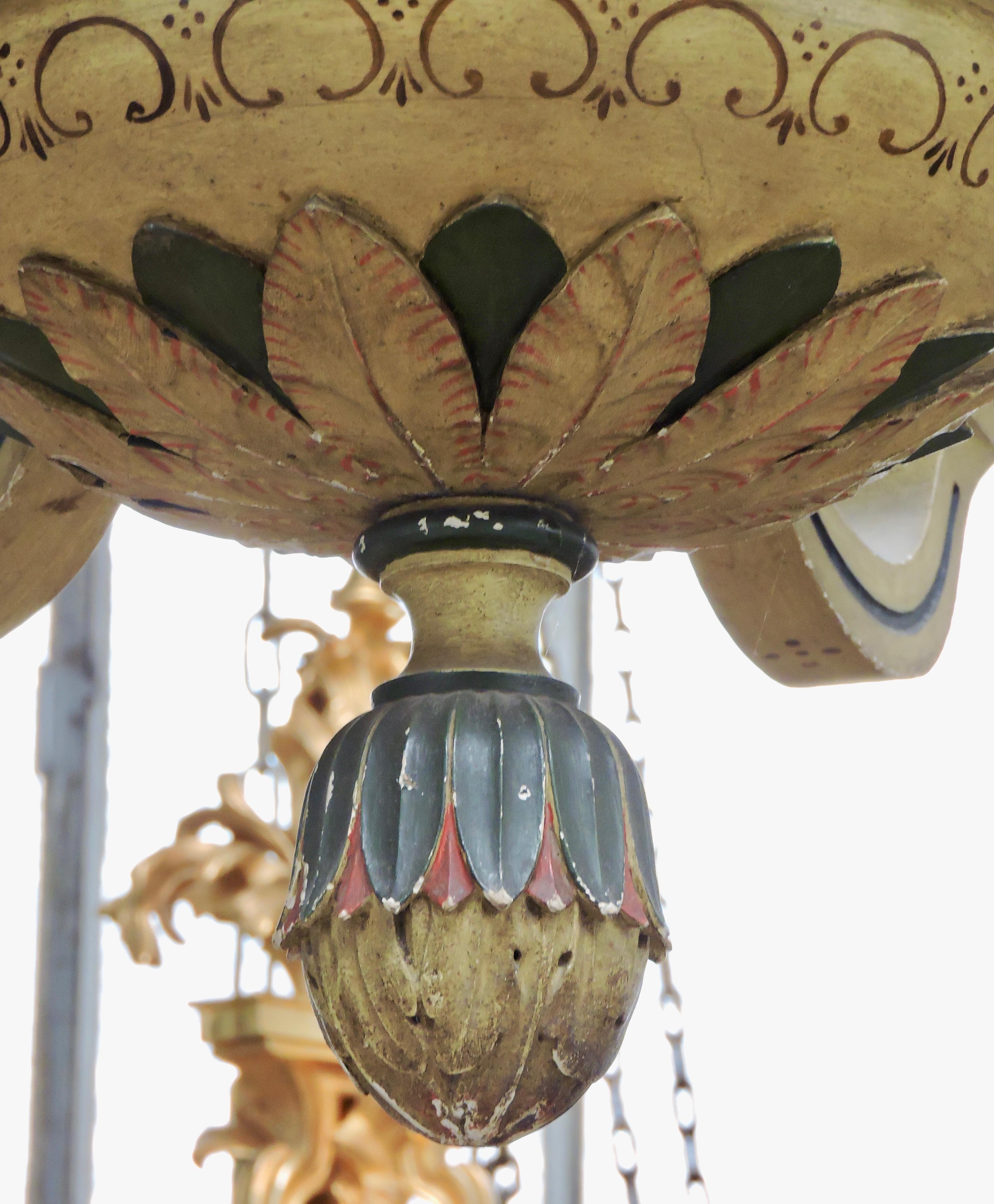 19th Century French Lacquered Wood Chandelier For Sale 13