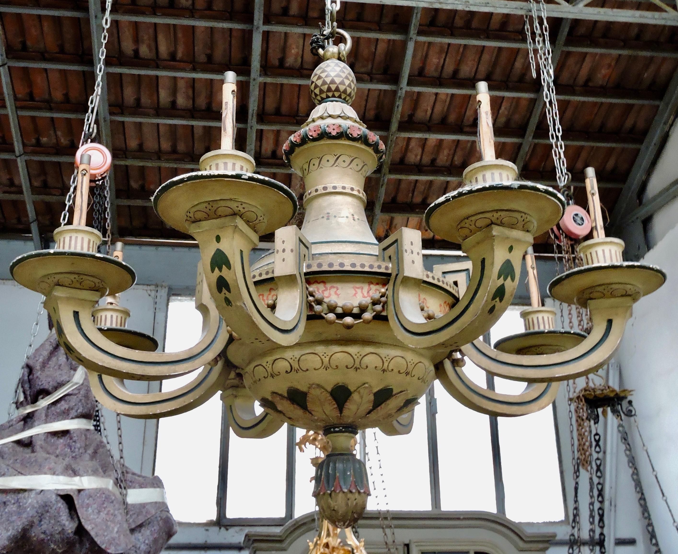 Late 19th Century 19th Century French Lacquered Wood Chandelier For Sale