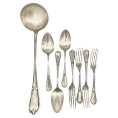 Vajilla y cucharón de plata de ley francesa del siglo XIX L'Alfénide Christofle Halphen