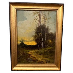 19th Century French Landscape Oil on Canvas