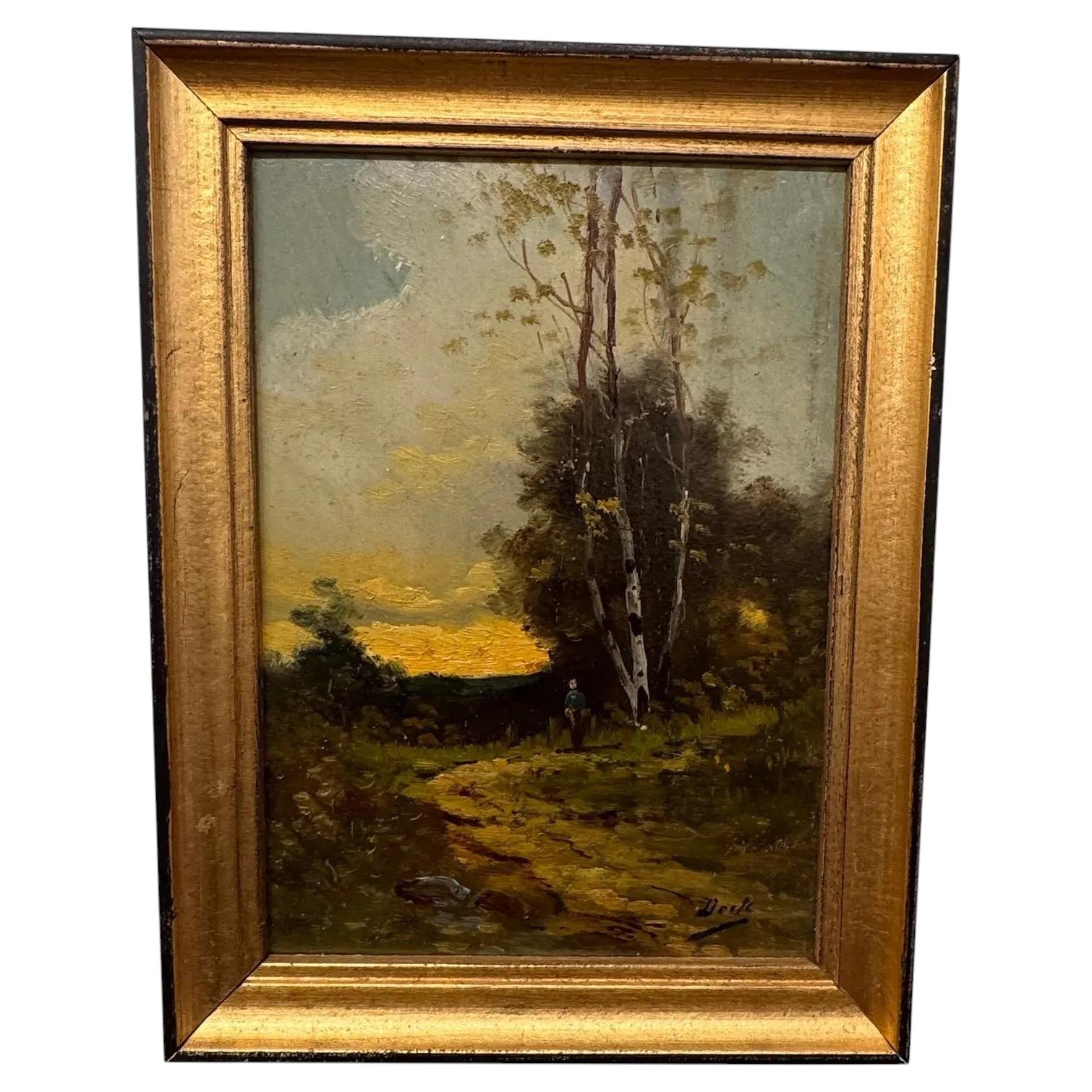 19th Century French Landscape Oil on Canvas