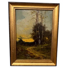 19th Century French Landscape Oil on Canvas