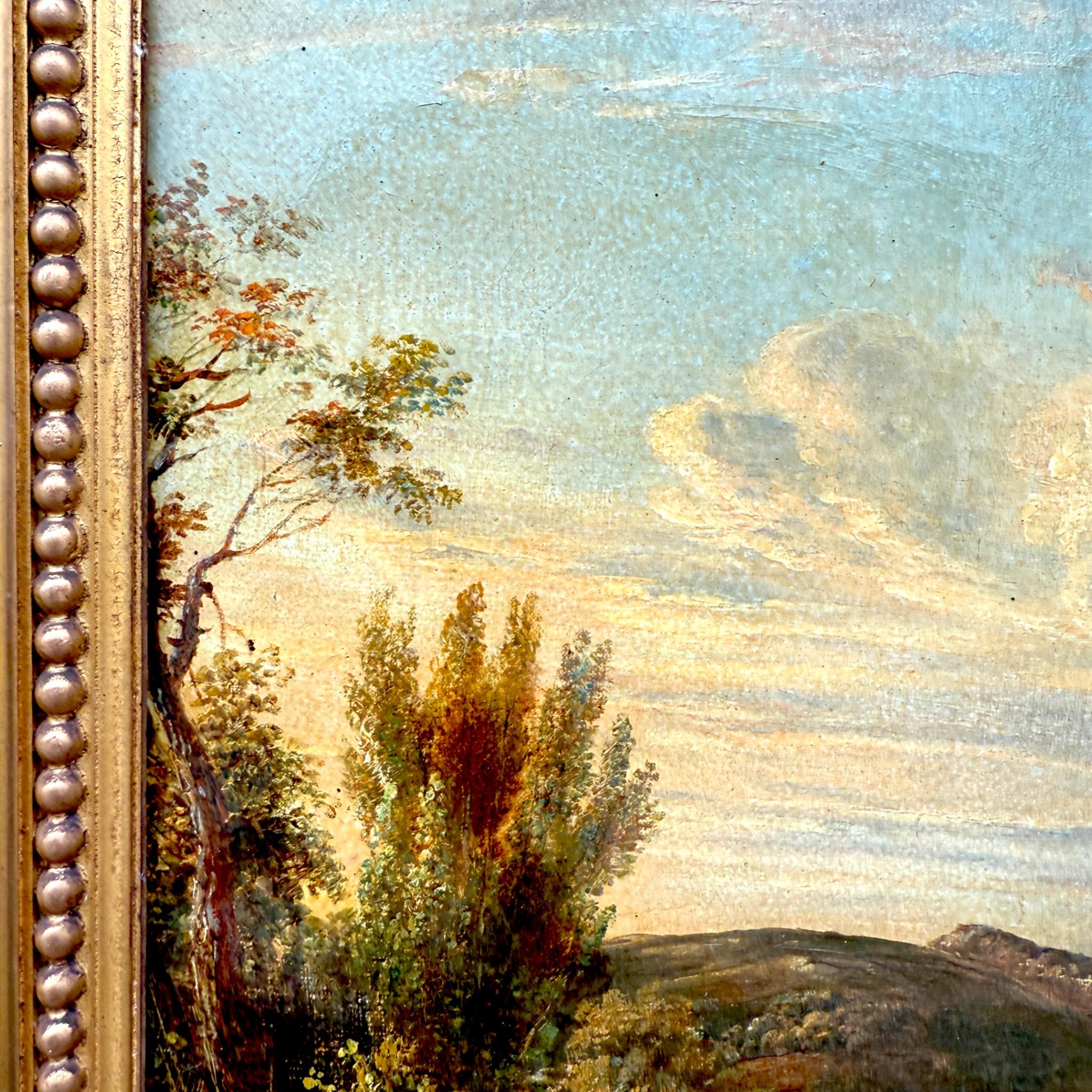 Französische Landschaft des 19. Jahrhunderts Öl auf Leinwand Gemälde im Angebot 4