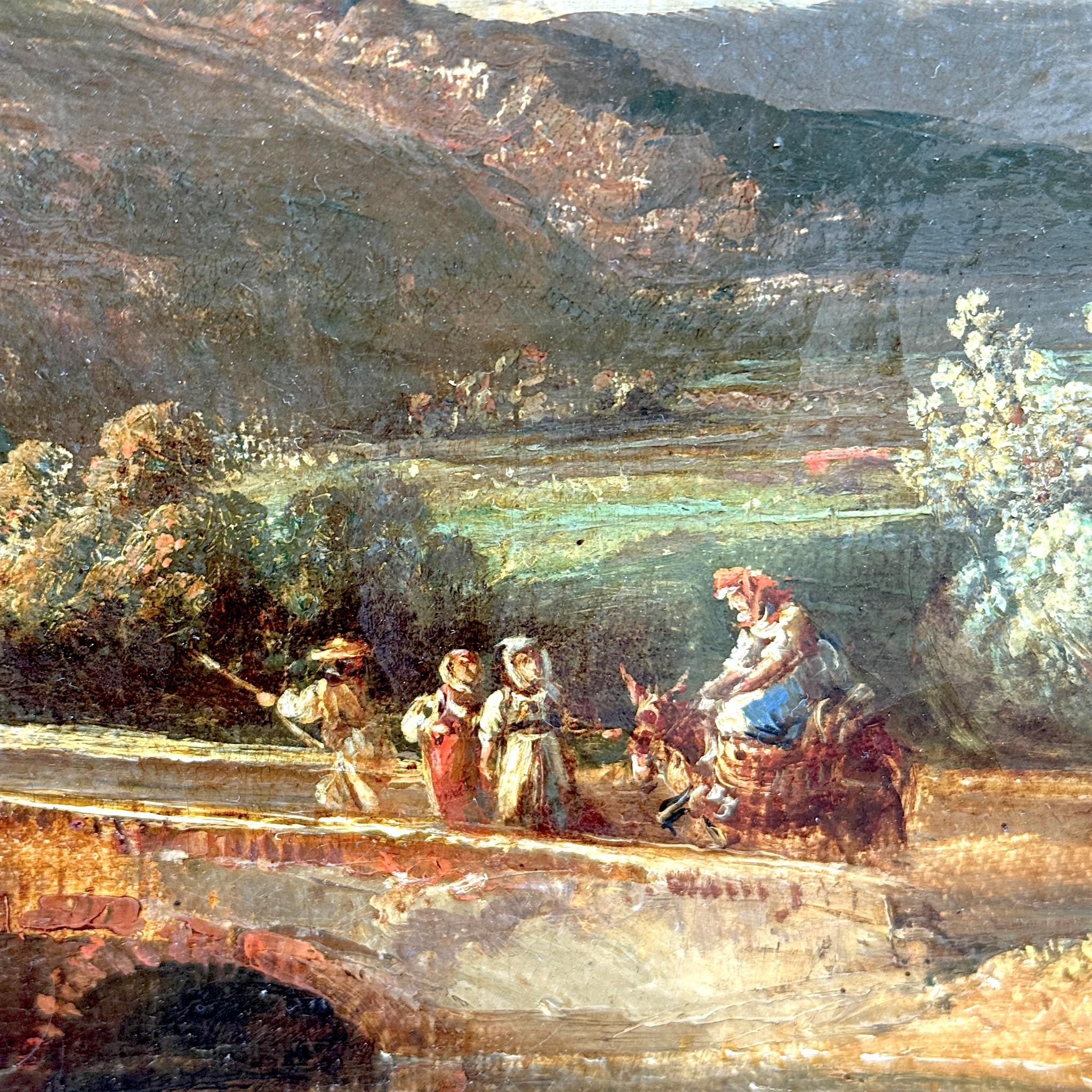 Französische Landschaft des 19. Jahrhunderts Öl auf Leinwand Gemälde (Geölt) im Angebot