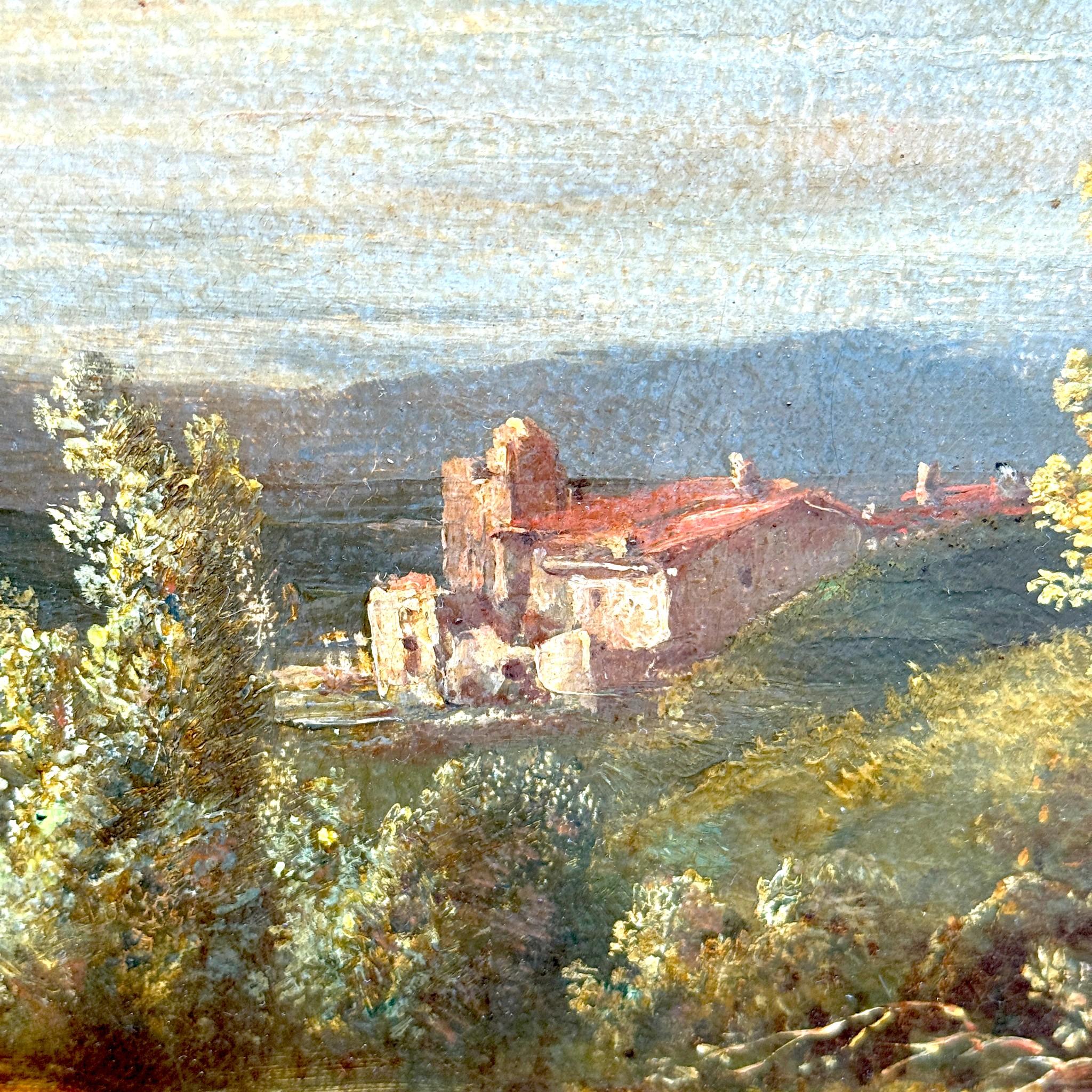 Französische Landschaft des 19. Jahrhunderts Öl auf Leinwand Gemälde im Zustand „Gut“ im Angebot in NICE, FR