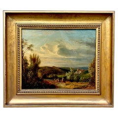 Antique 19th-Century French Landscape Oil on canvas Painting
