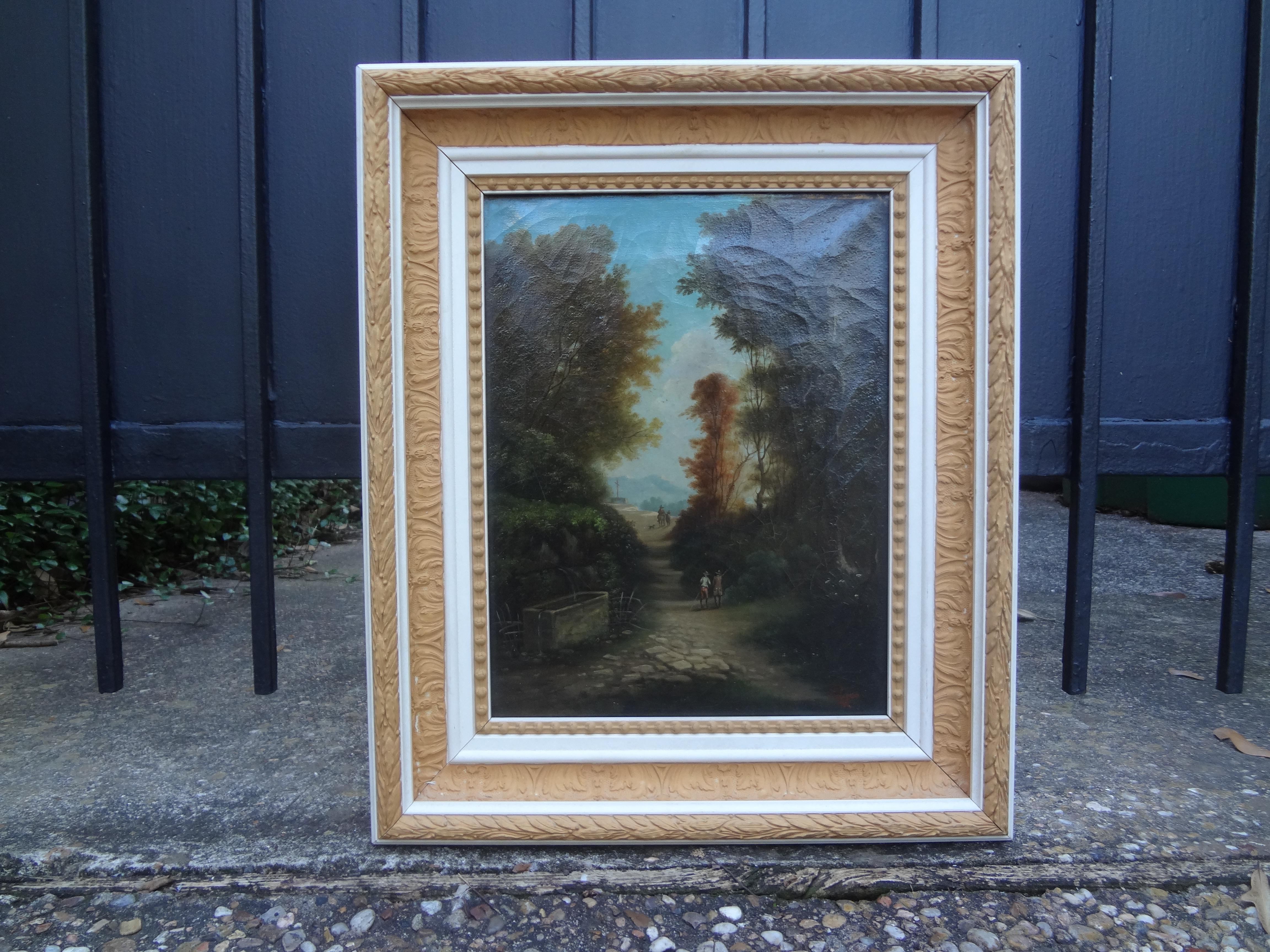 19th Century French Landscape Oil On Canvas, Signed Pages For Sale 6