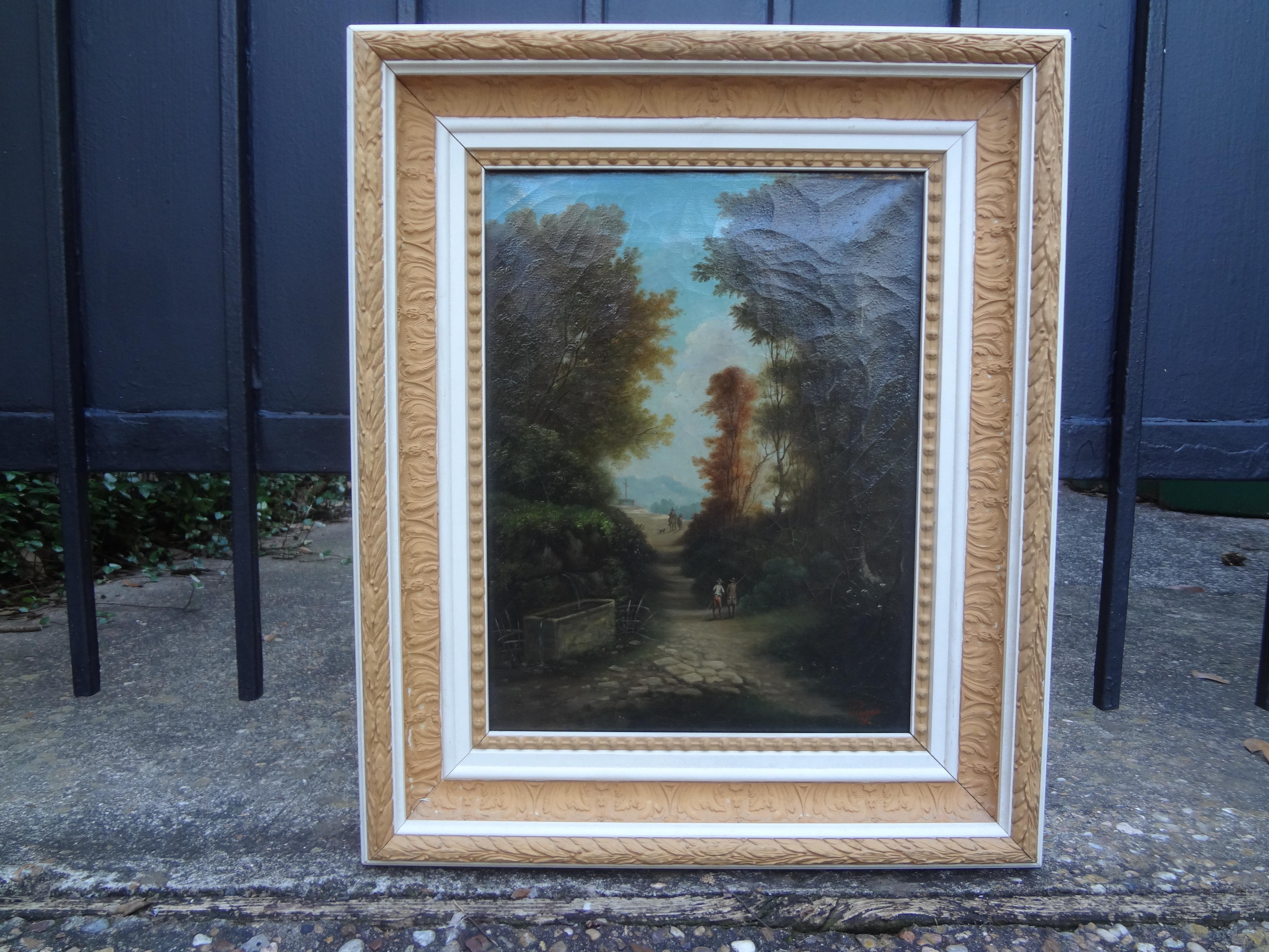 19th Century French Landscape Oil On Canvas, Signed Pages For Sale 7