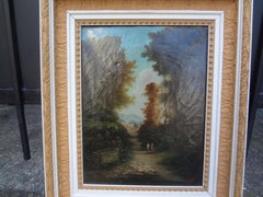 19th Century French Landscape Oil On Canvas, Signed Pages