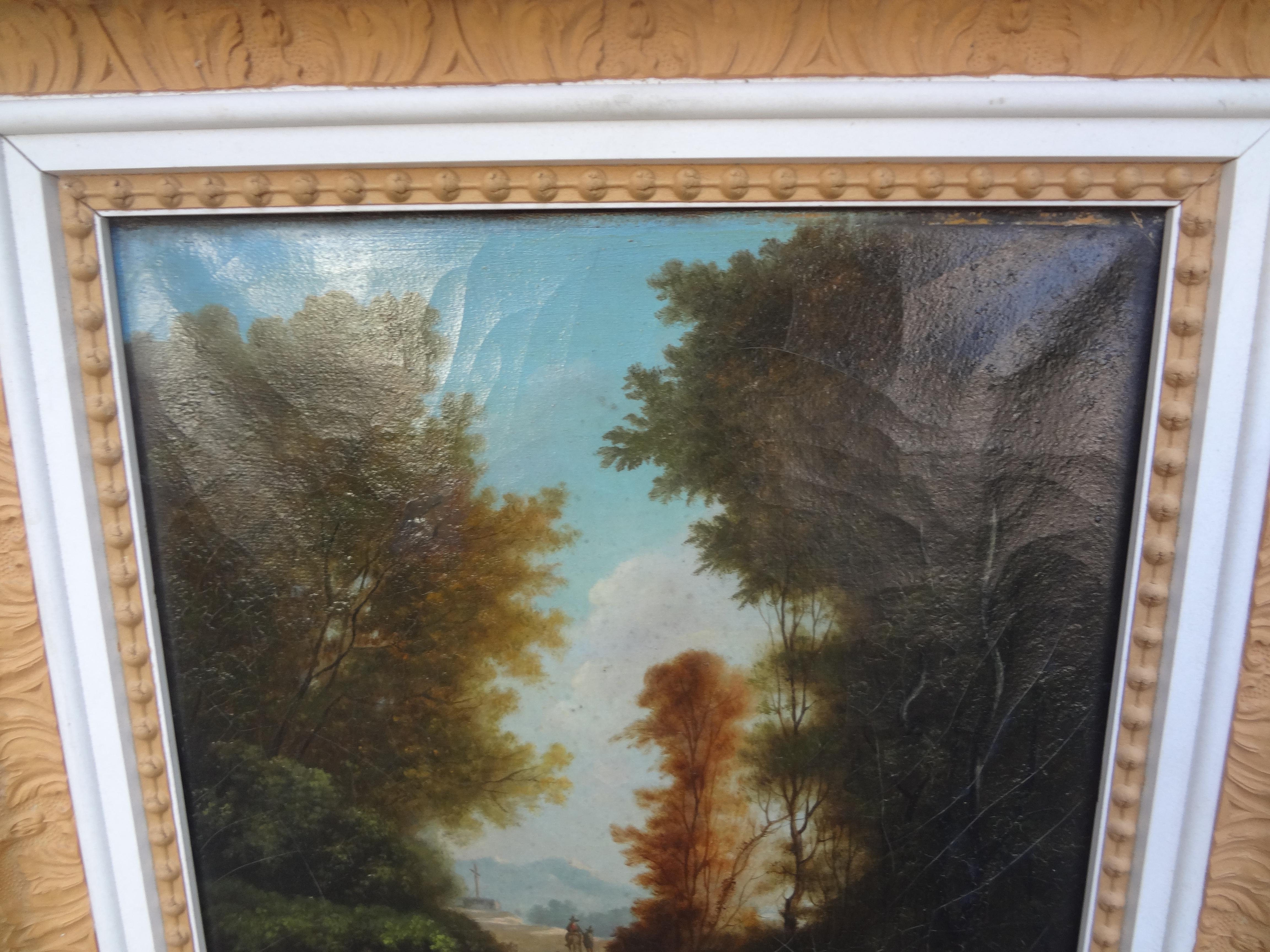 19th Century French Landscape Oil On Canvas, Signed Pages For Sale 1