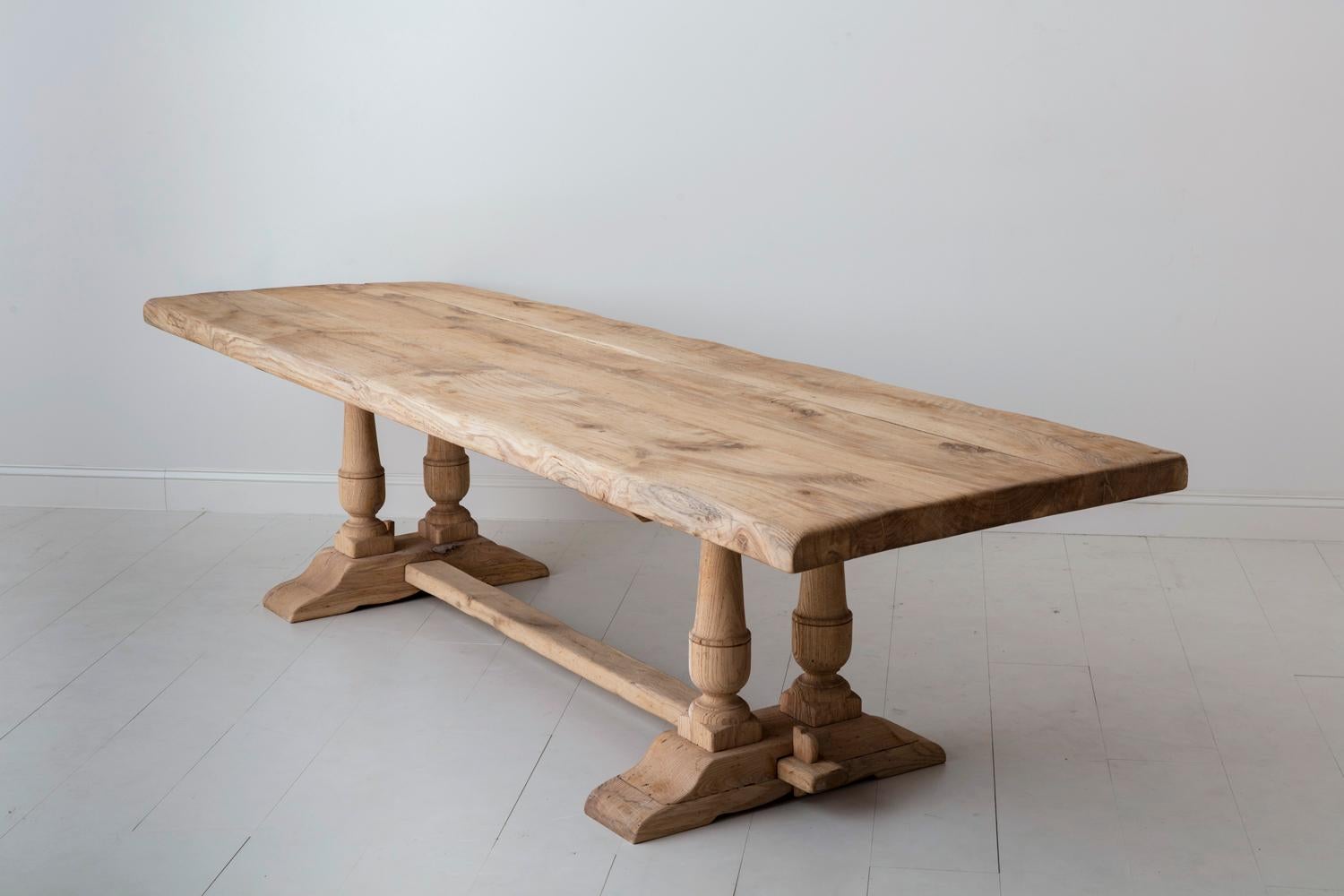 19th Century French Large Bleached Oak Provençal Style Trestle Table 6