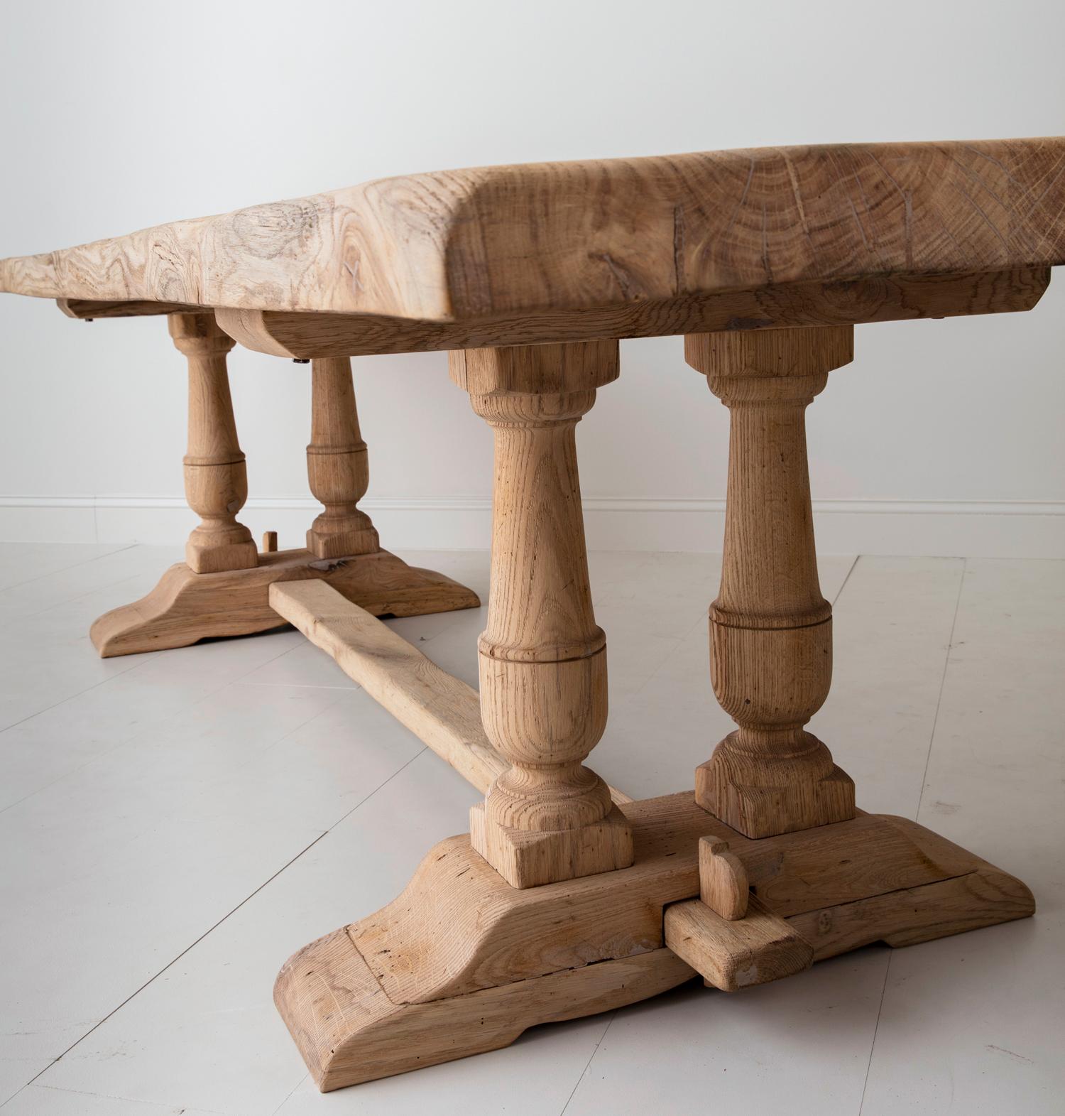 French Provincial 19th Century French Large Bleached Oak Provençal Style Trestle Table